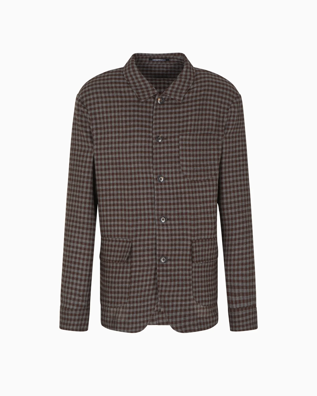 SHIRT JACKET IN ULTRA-LIGHT FULLED WOOL WITH AN ALL-OVER CHECK - 1