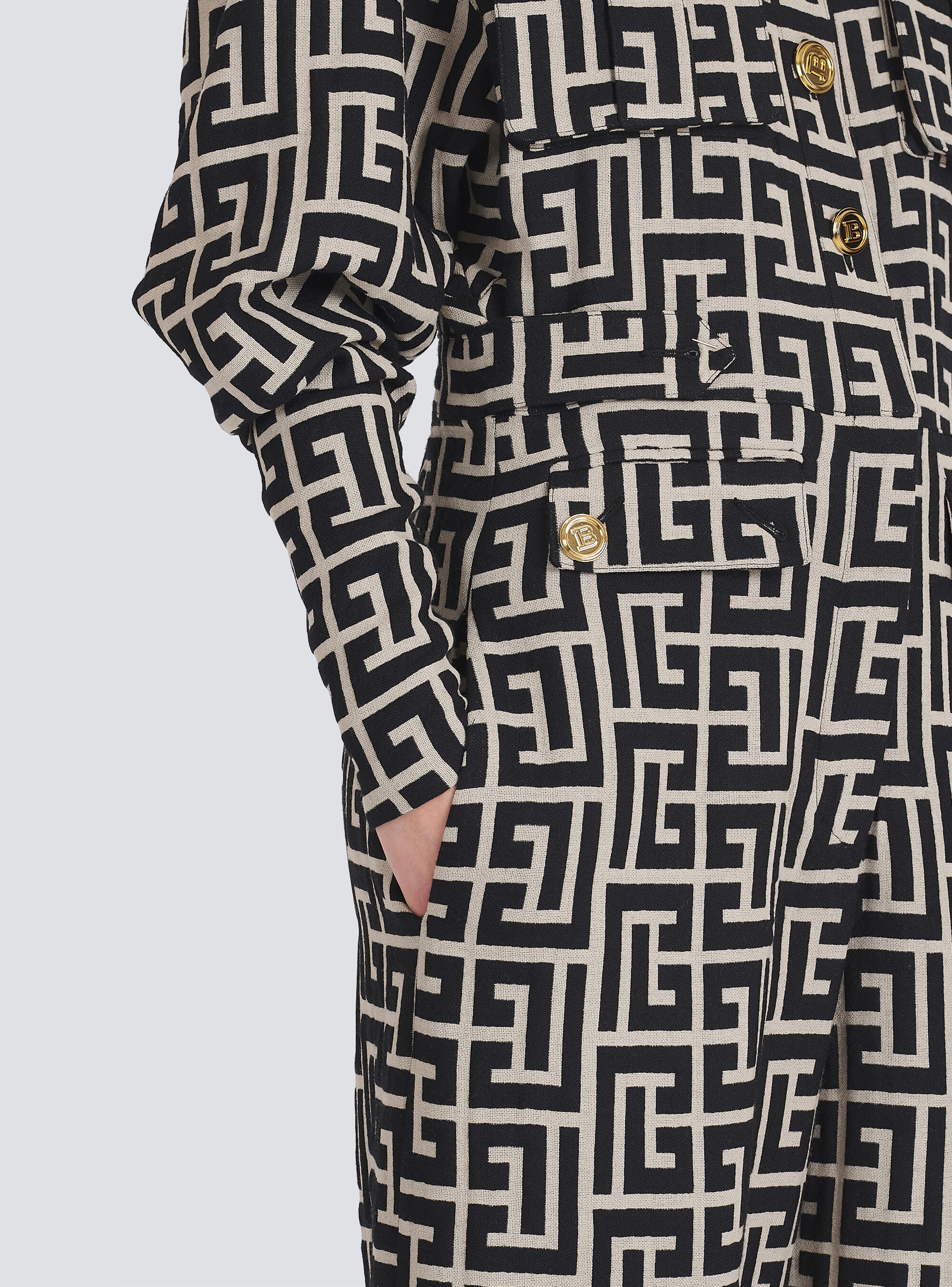 Balmain monogram wool jumpsuit - 8