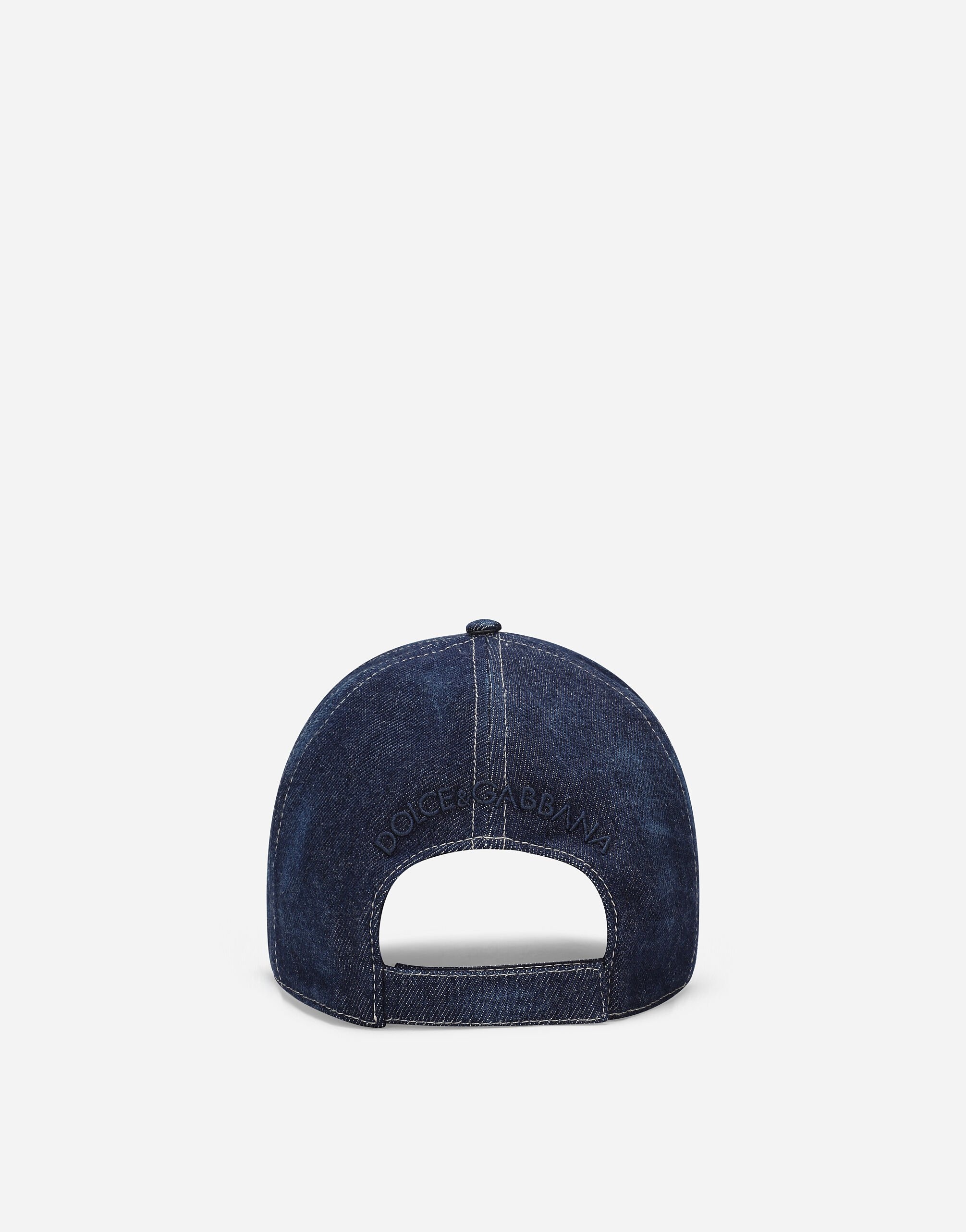 Denim baseball cap with logo tag - 3