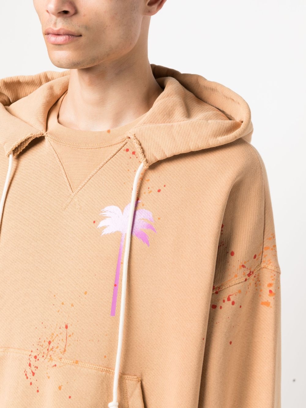 logo-print paint-splatter cotton hoodie - 5