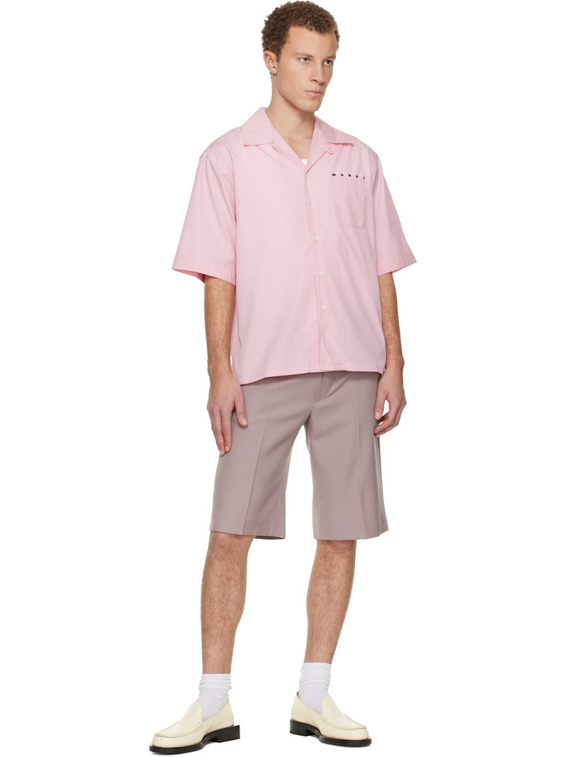 Marni Pink Hidden Logo Organic Poplin Bowling Shirt outlook