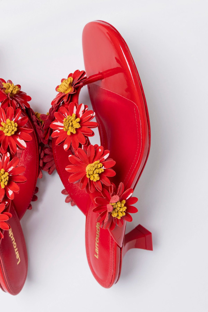 Fiore Thong Sandal Scarlet Patent Leather 5