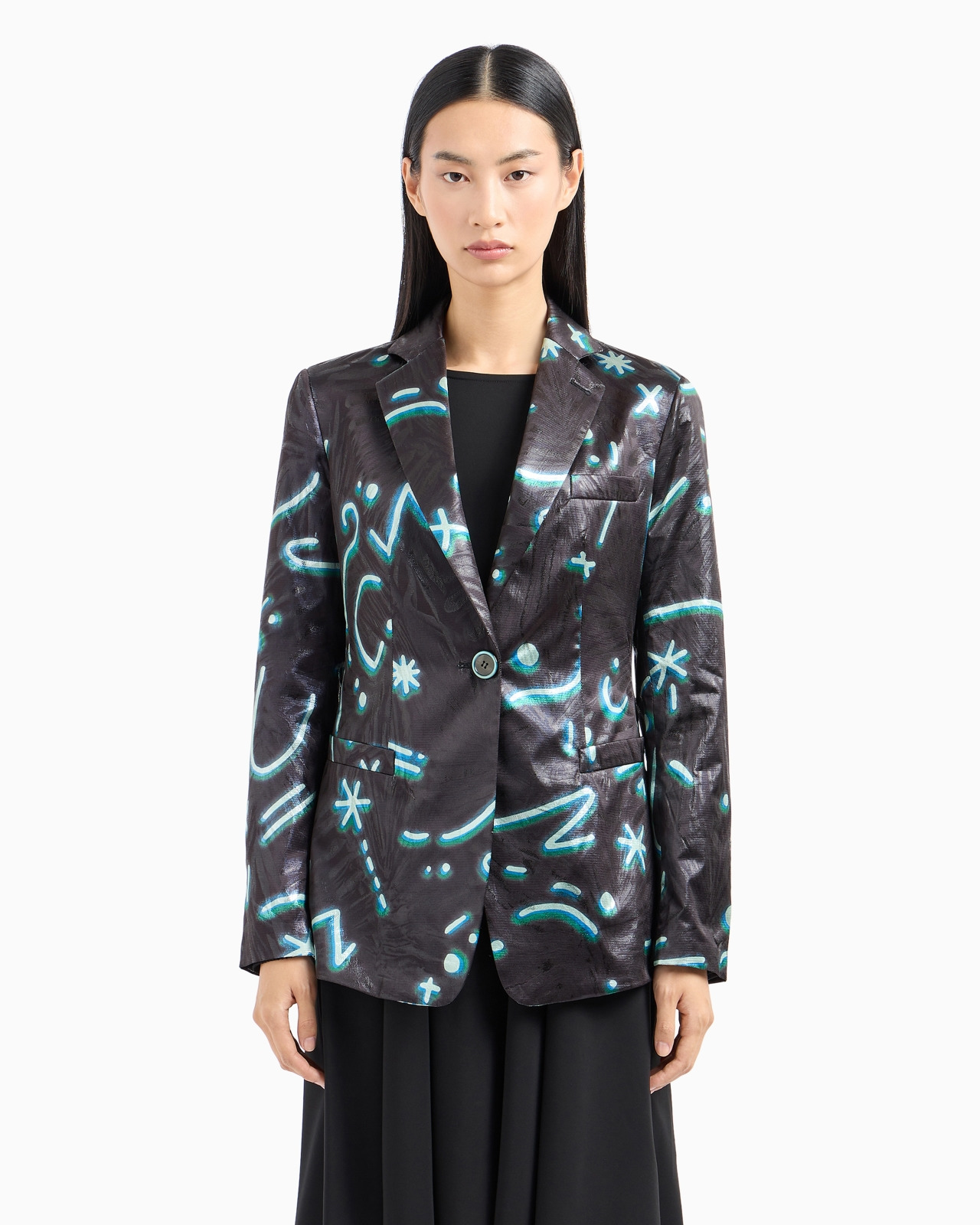 Single-breasted blazer in lurex fabric with an all-over Starry Sky print - 2