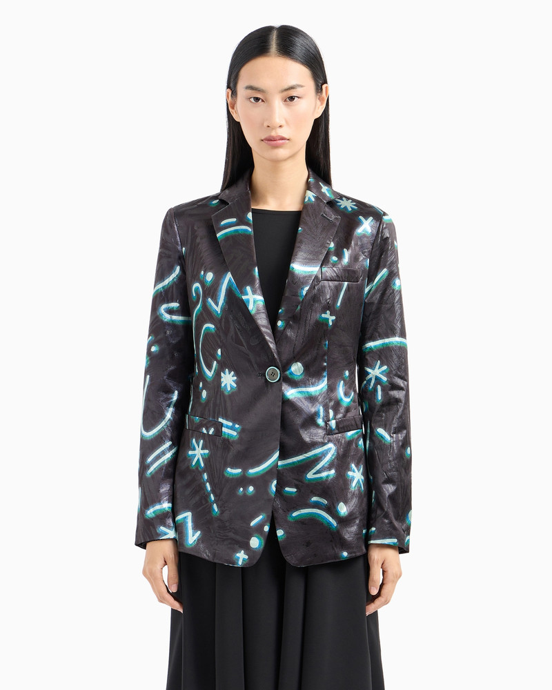 Single-breasted blazer in lurex fabric with an all-over Starry Sky print 2