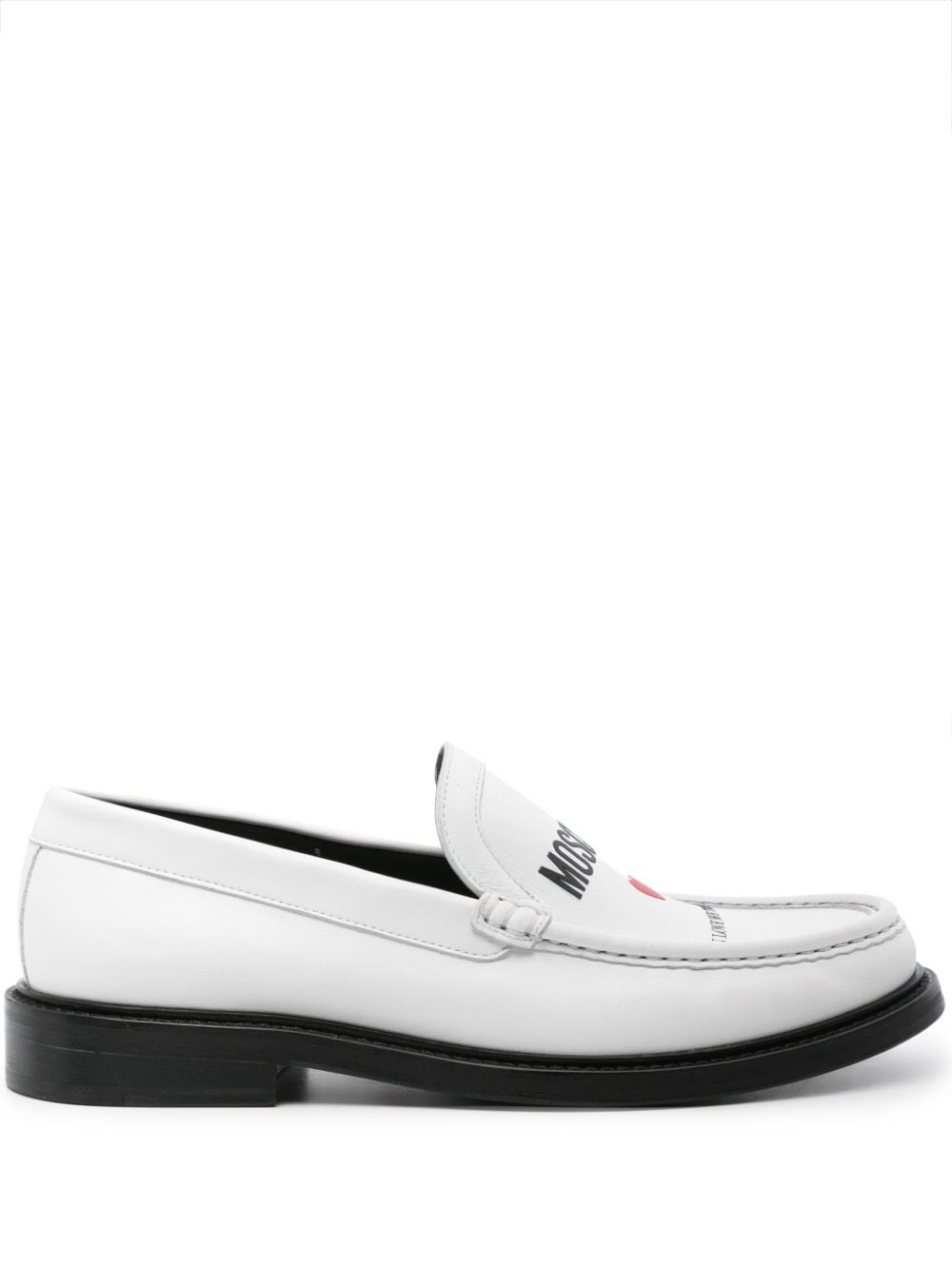 logo-print leather loafers - 1