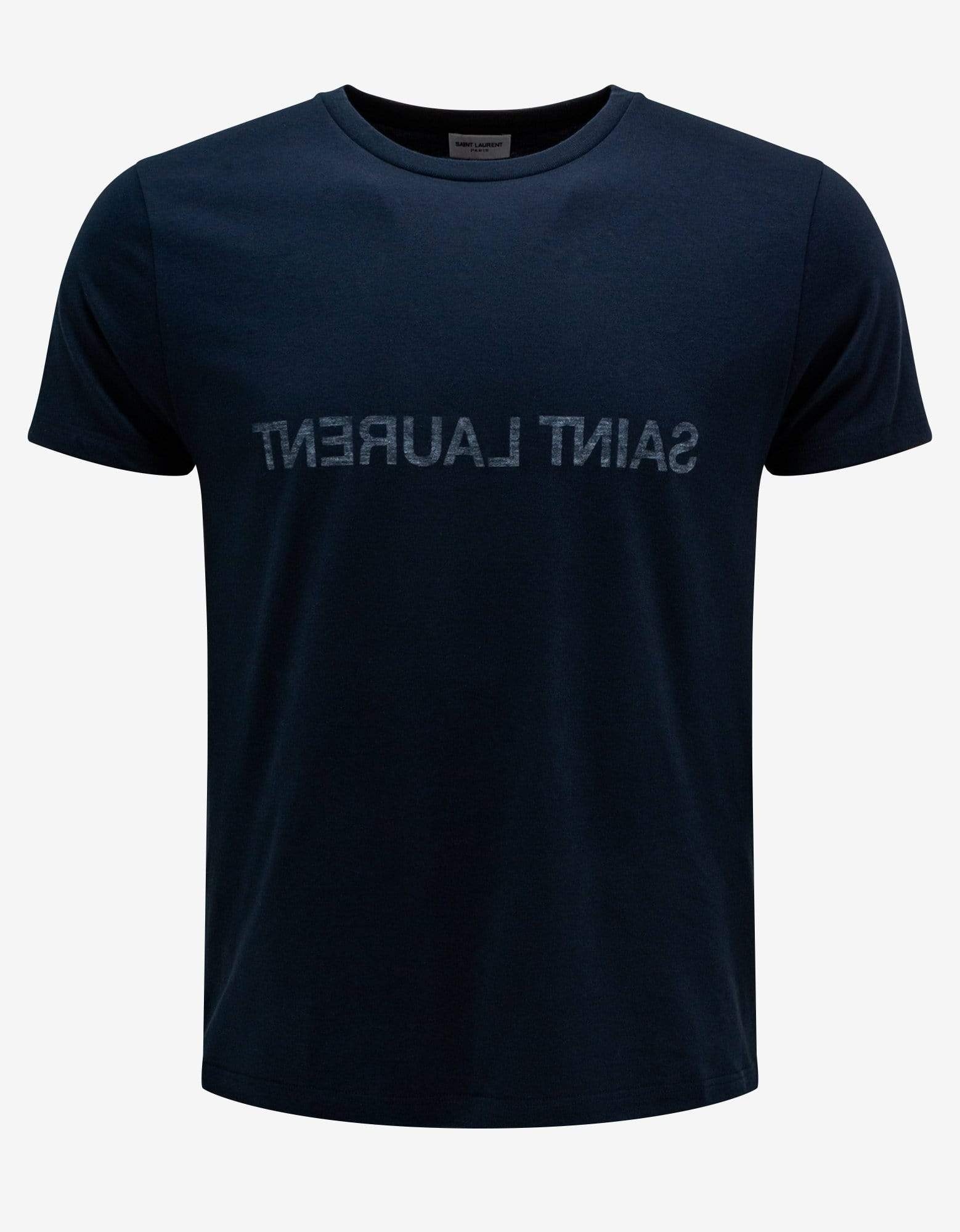 Navy Blue Reverse Logo Print T-Shirt - 1