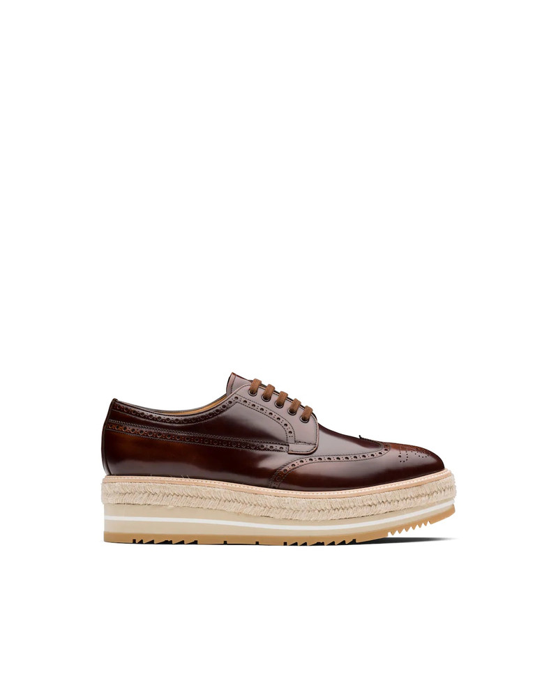 Prada Brushed Leather Derby Shoes outlook