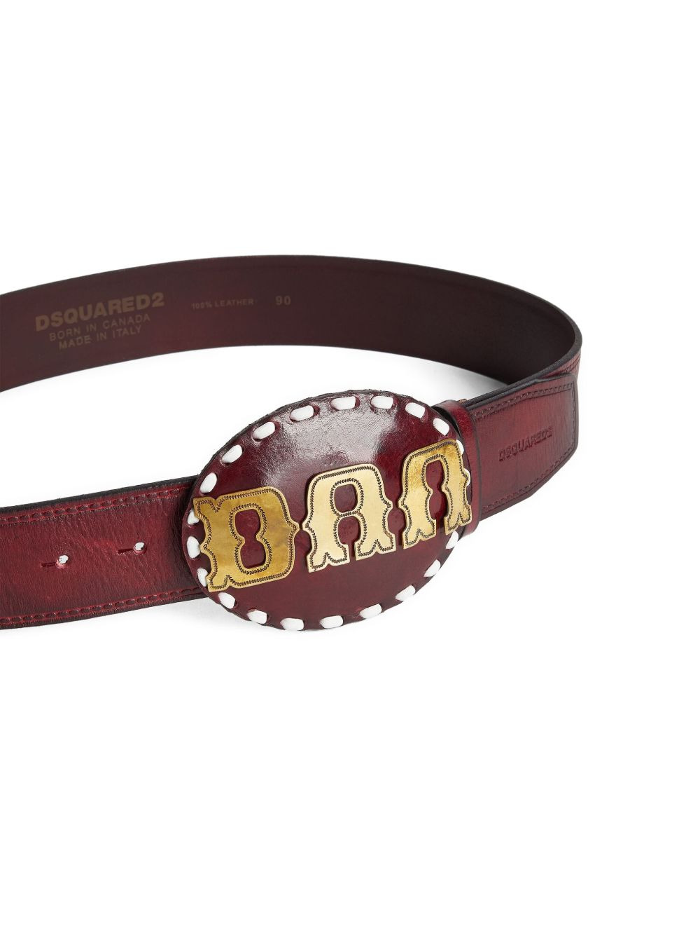 logo-plaque leather belt - 3