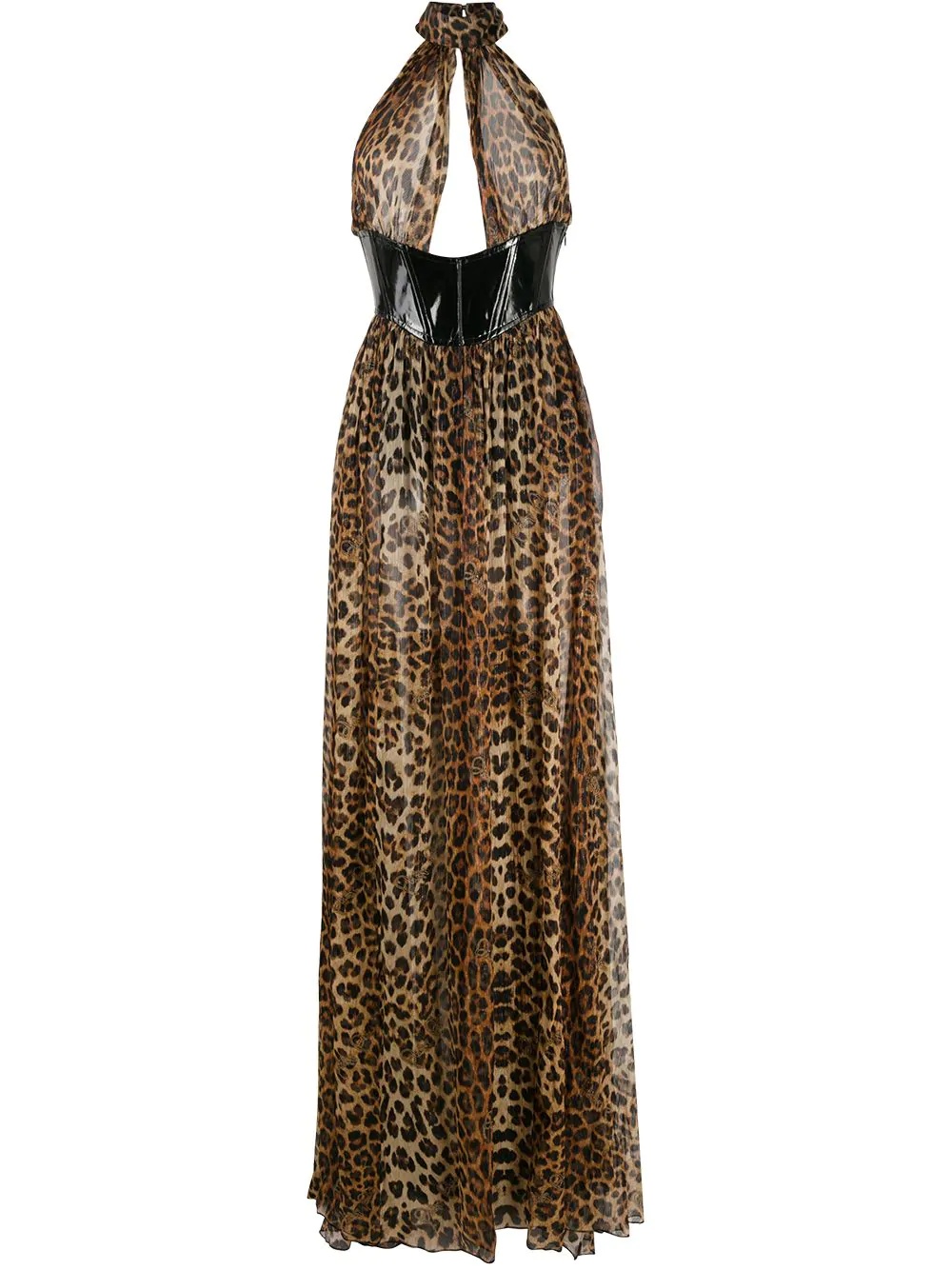 leopard print halter dress - 1