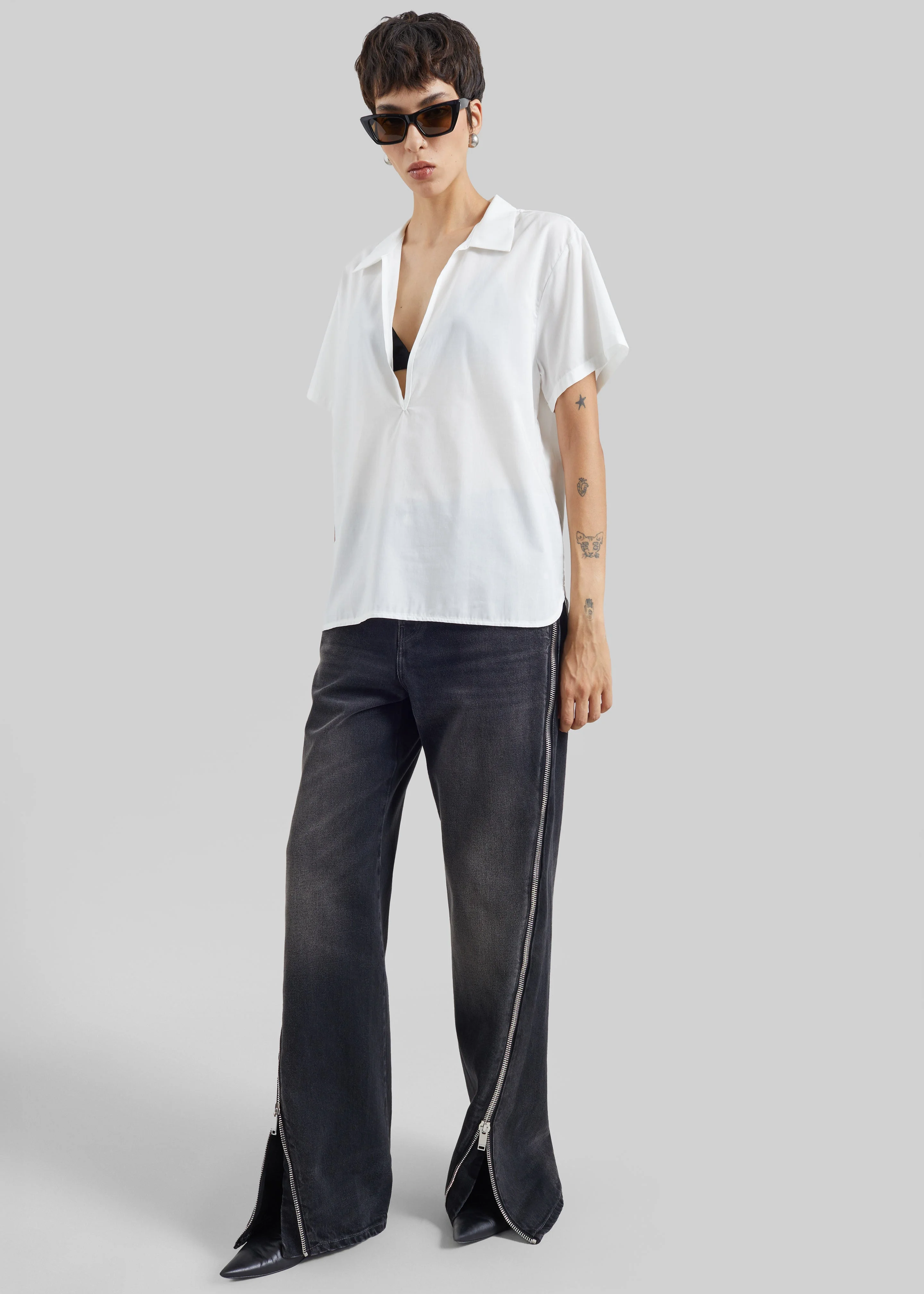Haikure Bonnie Zip Denim Pants - Vintage Black - 1