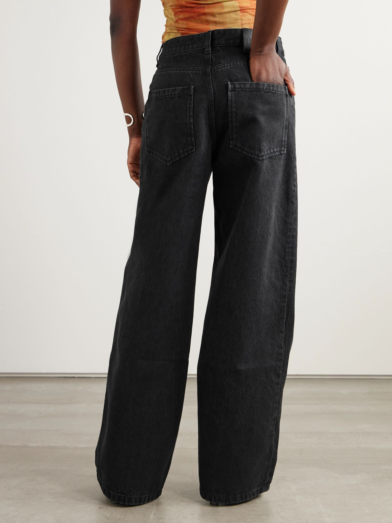 Anagram Baggy appliquéd high-rise wide-leg jeans Black - 3
