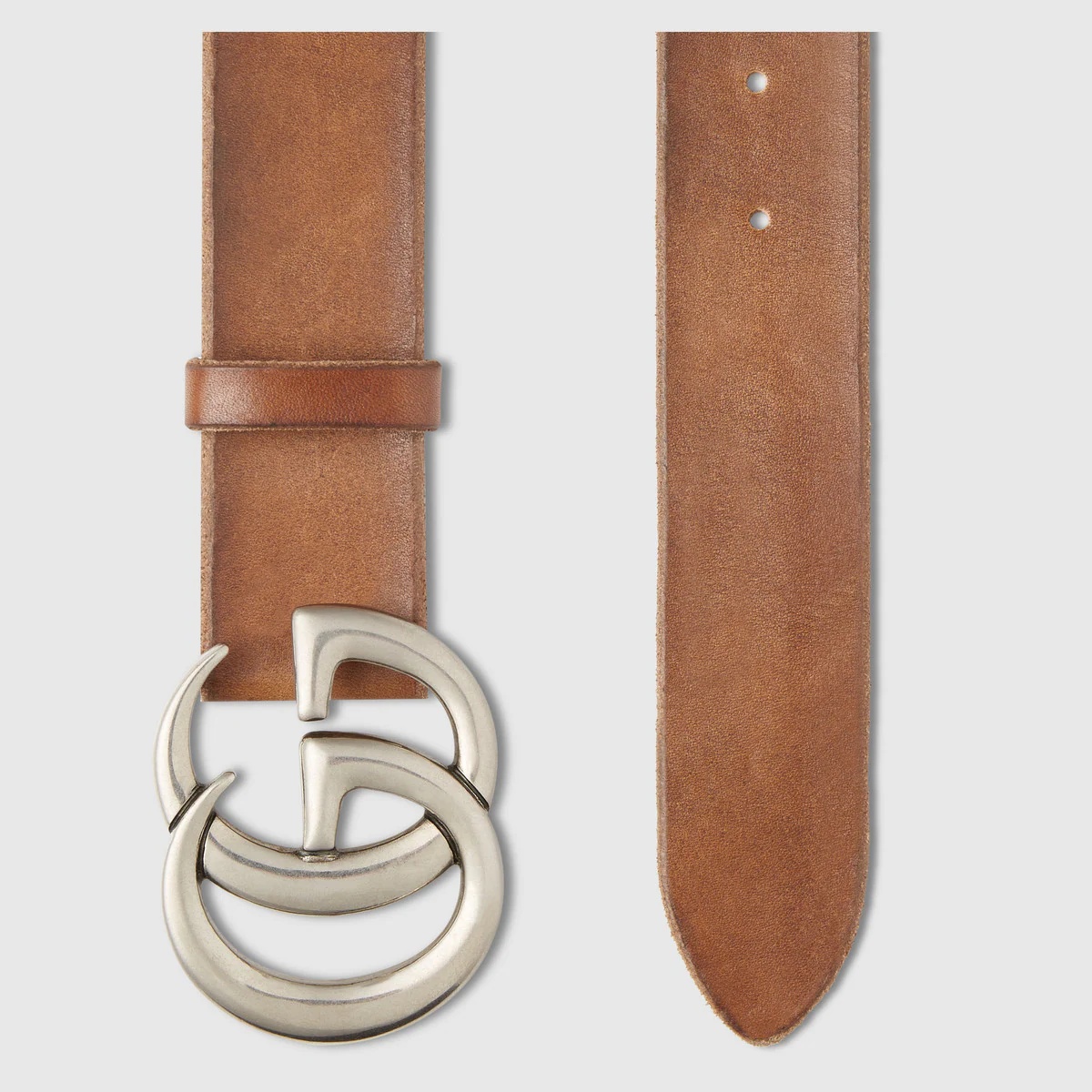 Leather belt with Double G buckle - 2