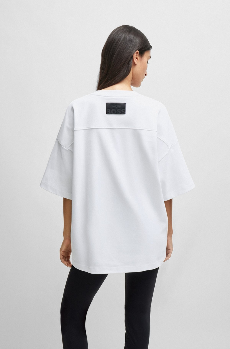 NAOMI X BOSS INTERLOCK-COTTON T-SHIRT WITH DROPPED SHOULDERS 4