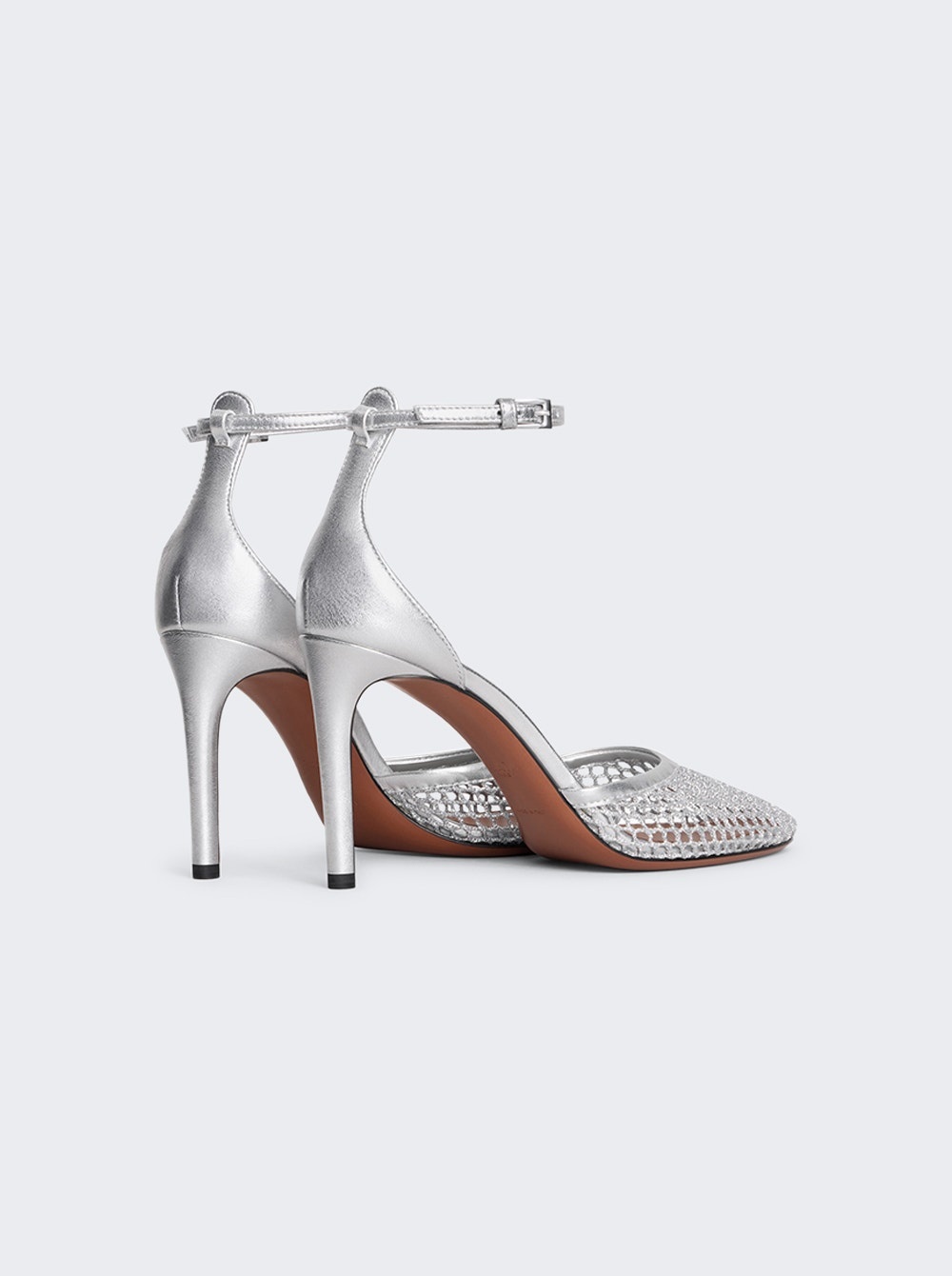 High Fishnet Pumps Silver - 3