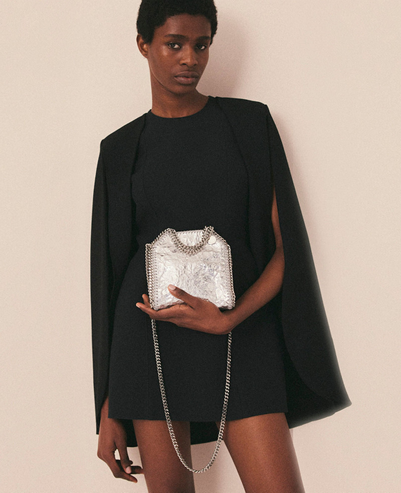 Cracked Metallic Falabella Tiny Tote Bag 2