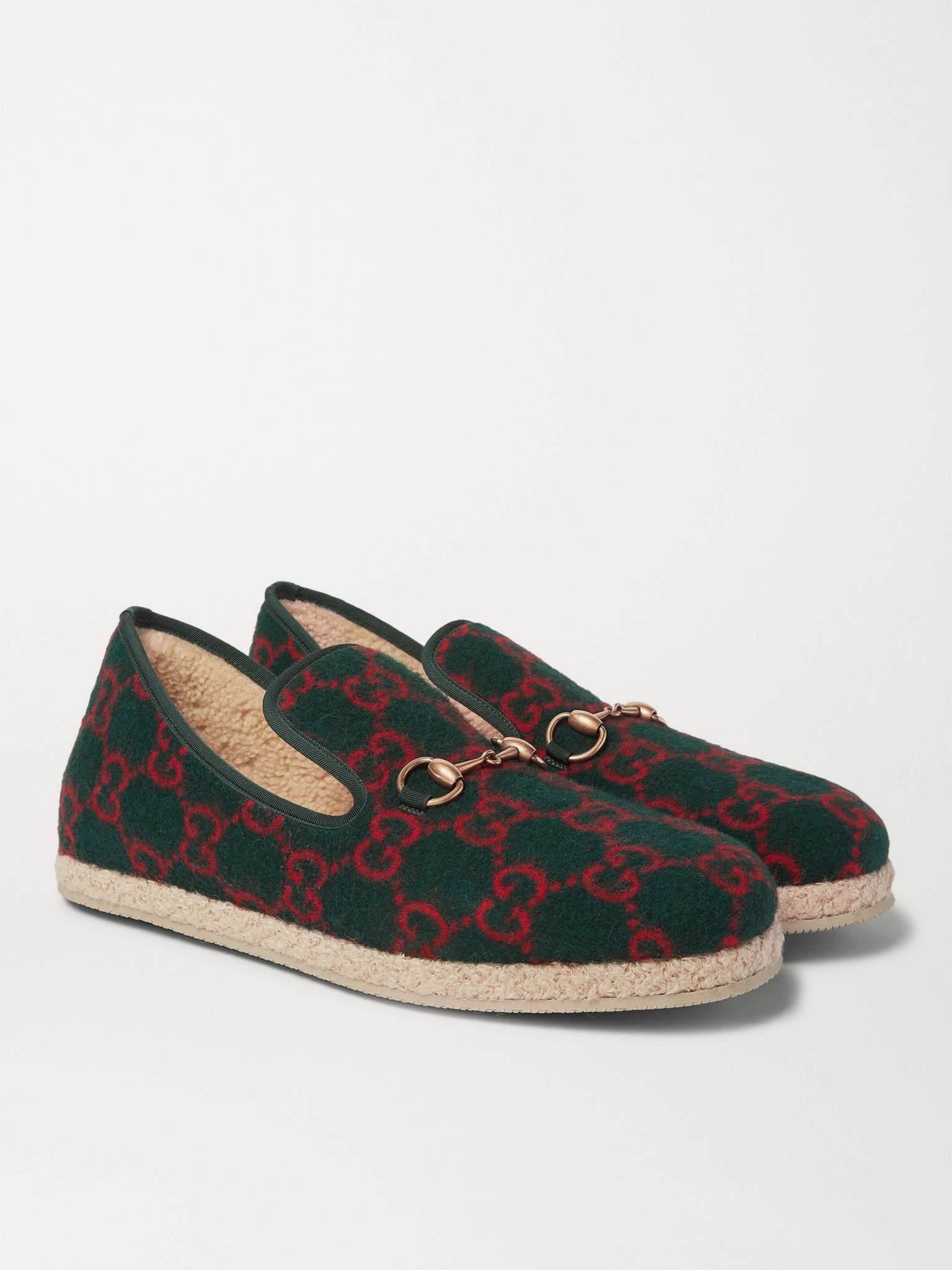 Horsebit Logo-Print Merino Wool Loafers - 4