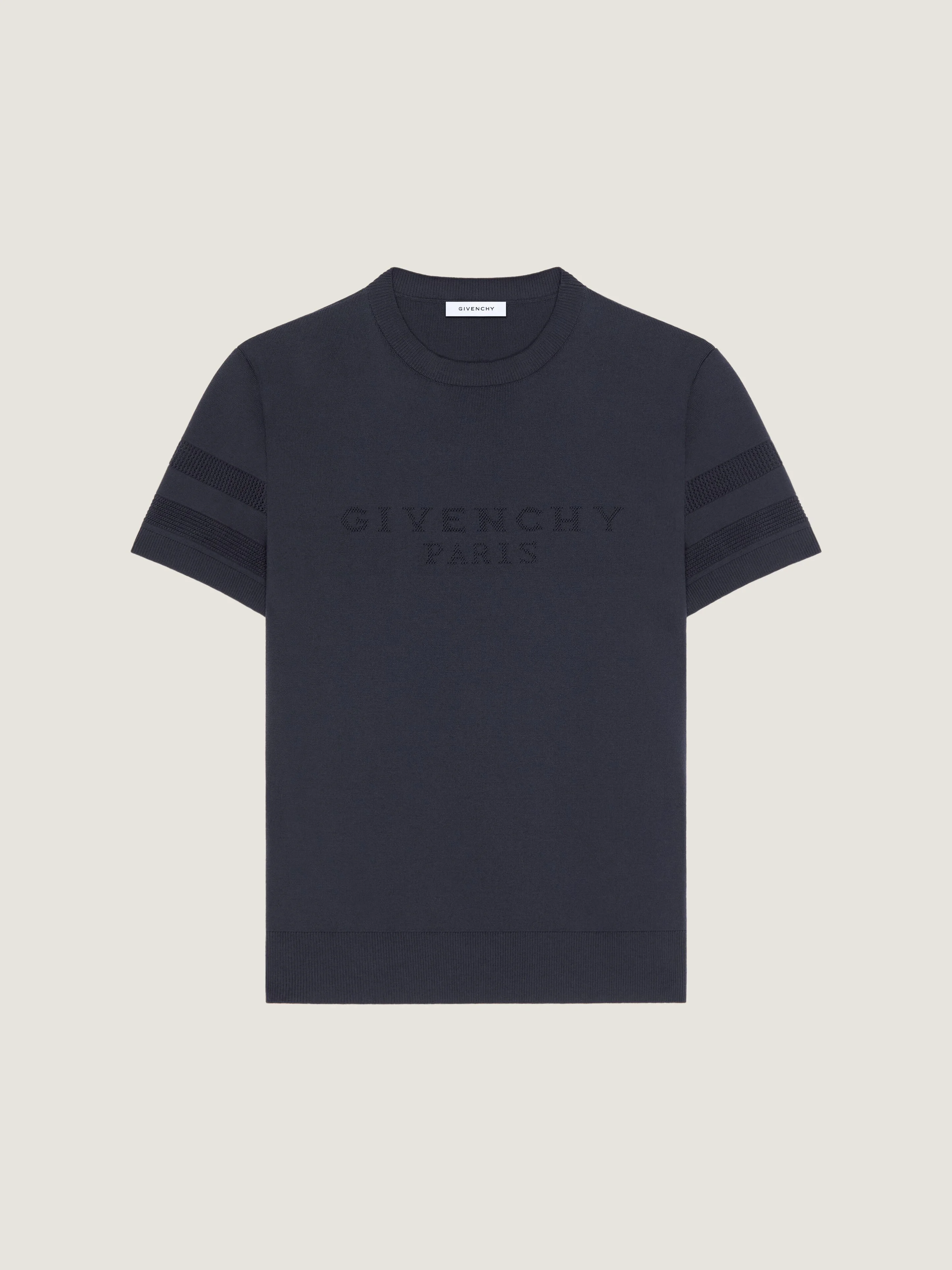 T-SHIRT IN COTTON KNIT WITH GIVENCHY PARIS JACQUARD - 1
