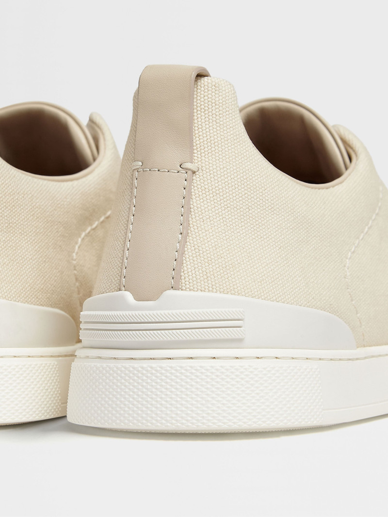 ZEGNA OFF WHITE CANVAS TRIPLE STITCH™ LOW TOP SNEAKERS outlook