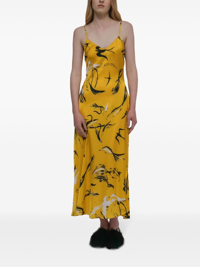 ROSETTA GETTY Painted Birds-print slip dress outlook