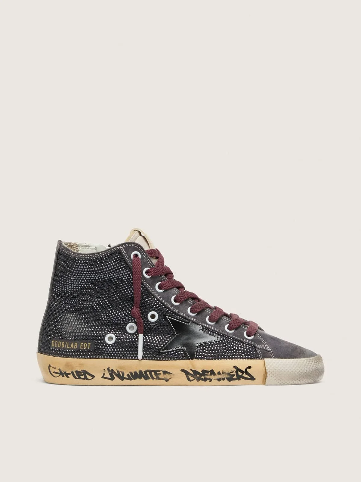 Men’s Francy LAB in black suede with black star and black Swarovski - 1