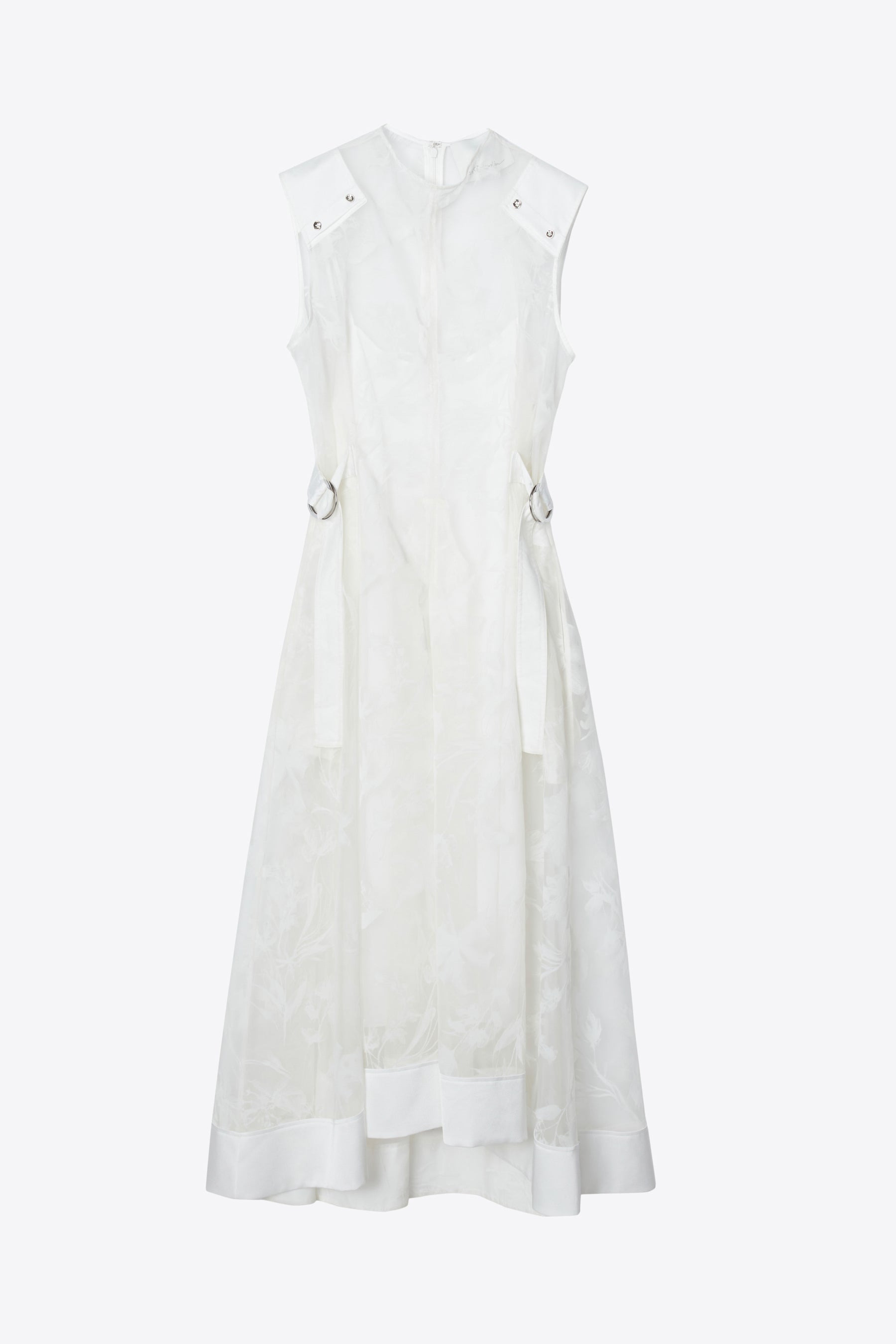 Flocked Organza Midi Dress - 1
