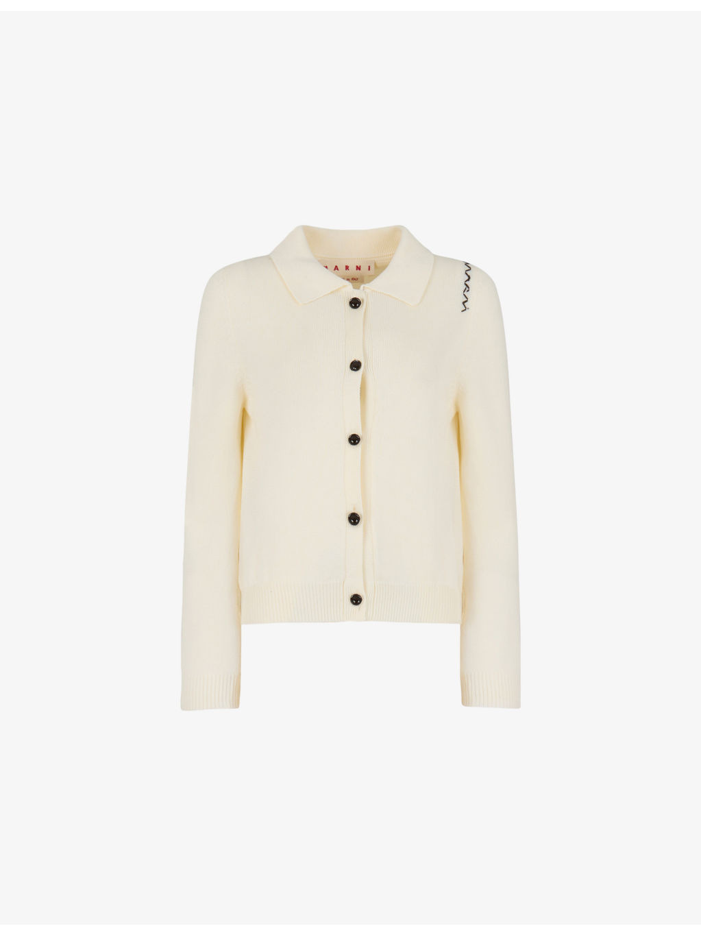 Brand-Embroidered Contrast-Button Cotton-Knit Cardigan - 1