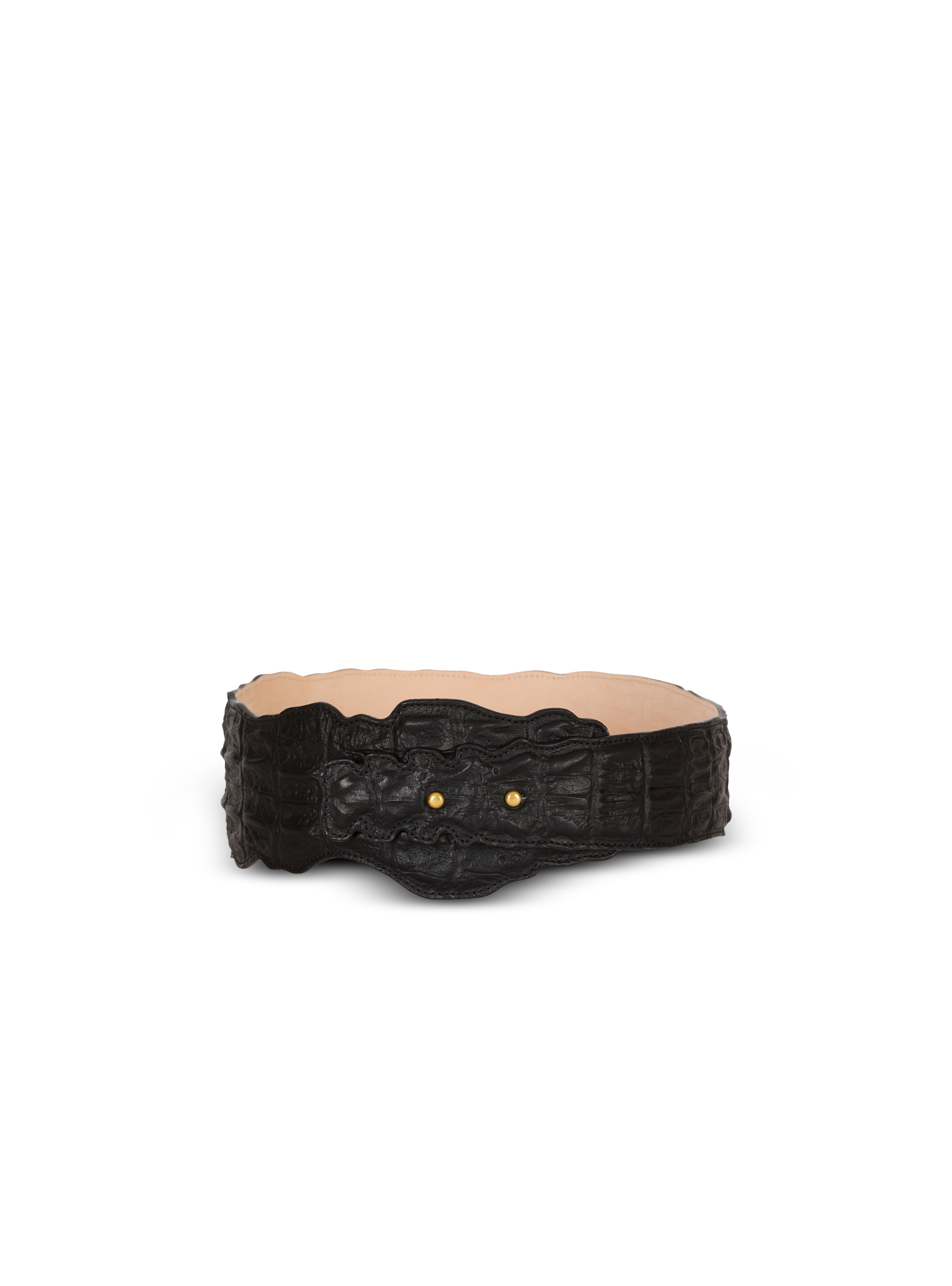 Wide crocodile-print leather belt - 3