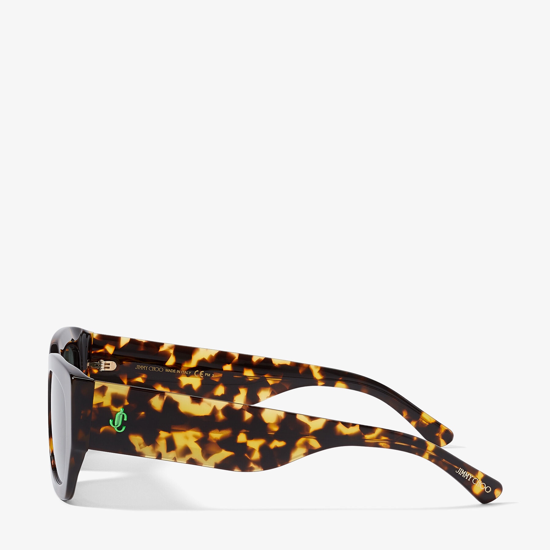 Cami
Dark Havana Square-Frame Sunglasses with Green JC Emblem - 2