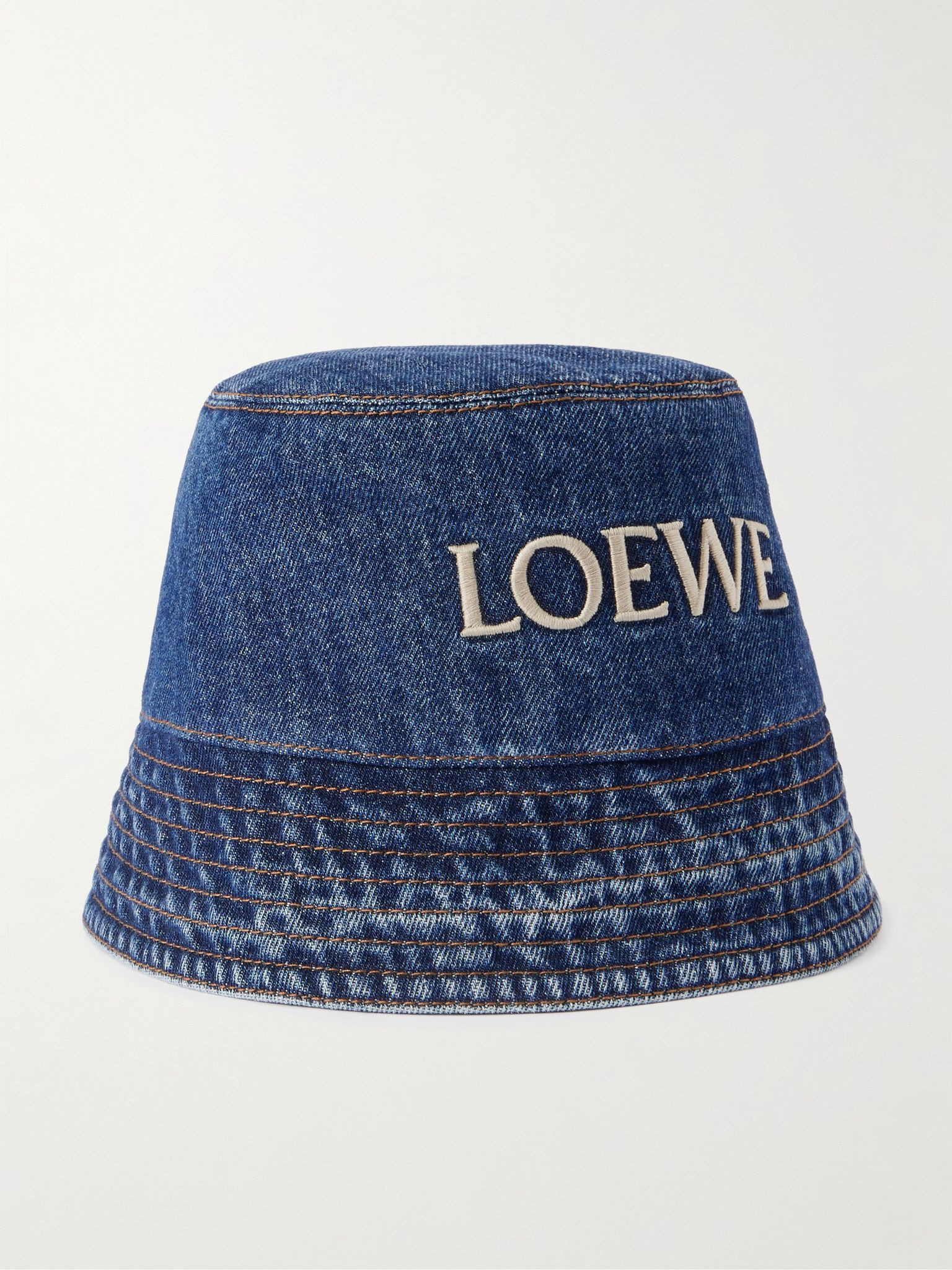 + Paula's Ibiza Logo-Embroidered Denim Bucket Hat Blue - 1
