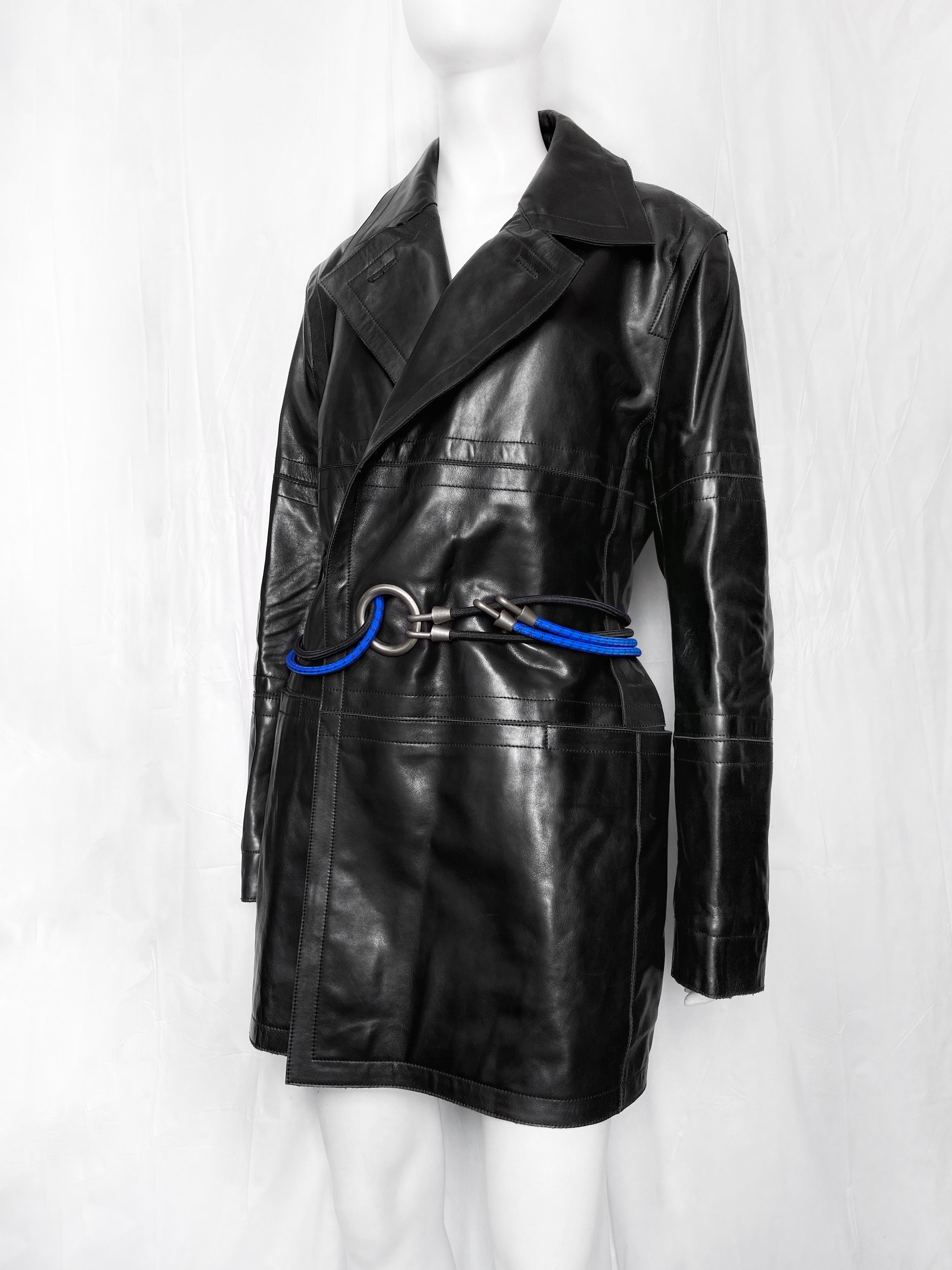 zOthers - Dirk Bikkembergs Fall 1996  Bungee Cord Cock Ring Bondage Lambskin Leather Coat Jacket 46 - 7