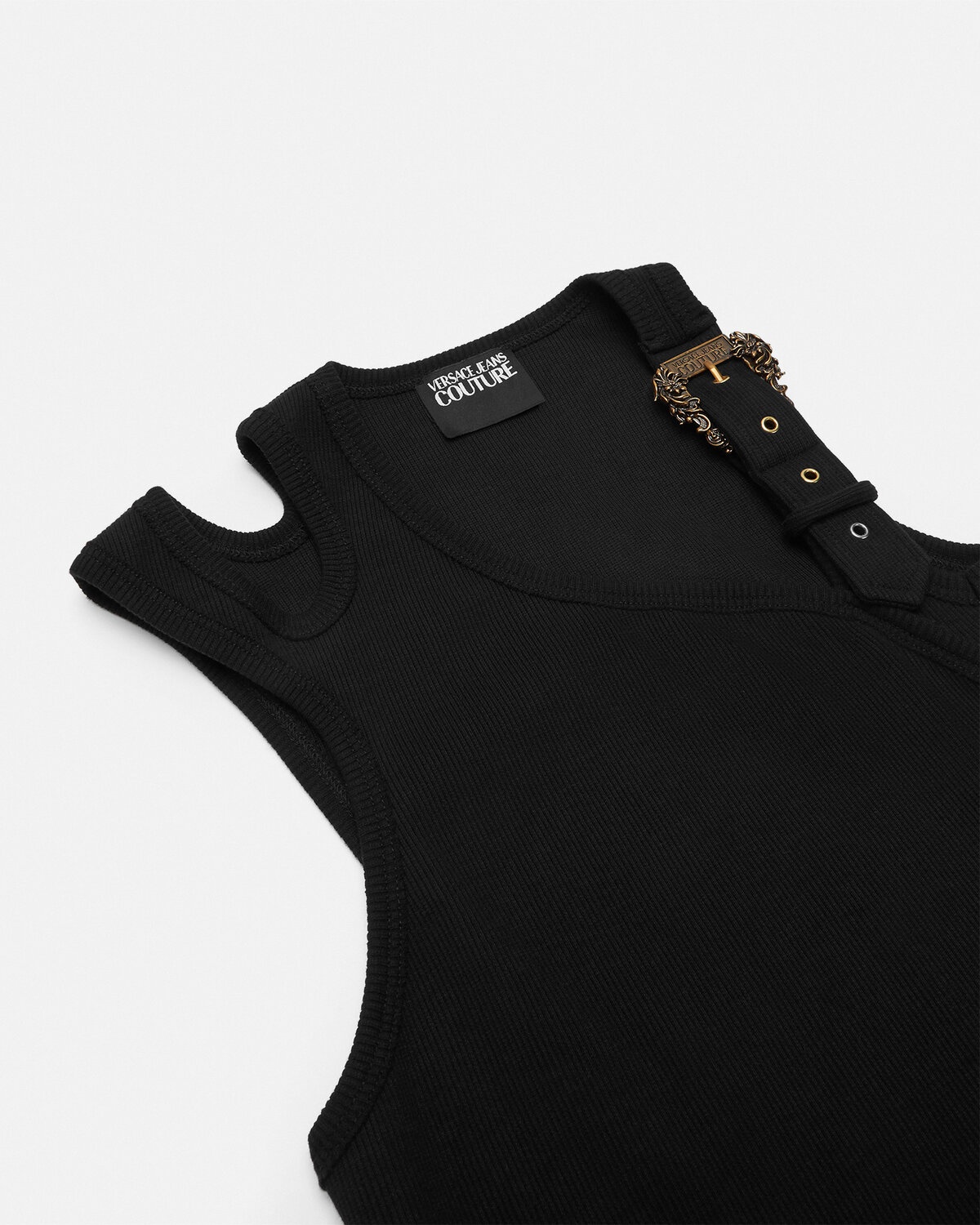 Baroque Buckle Ribbed Tank Top - 2