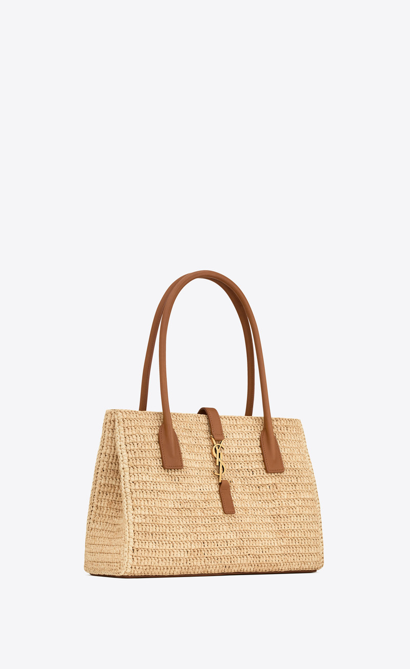 panier rectangle in raffia and leather 5