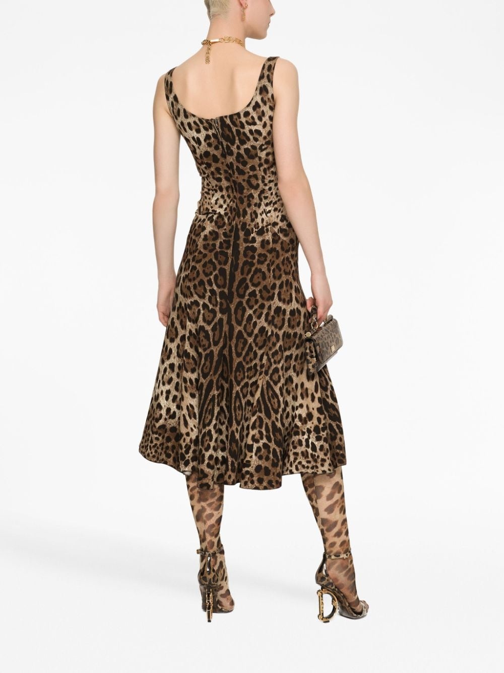 leopard-print midi dress - 4