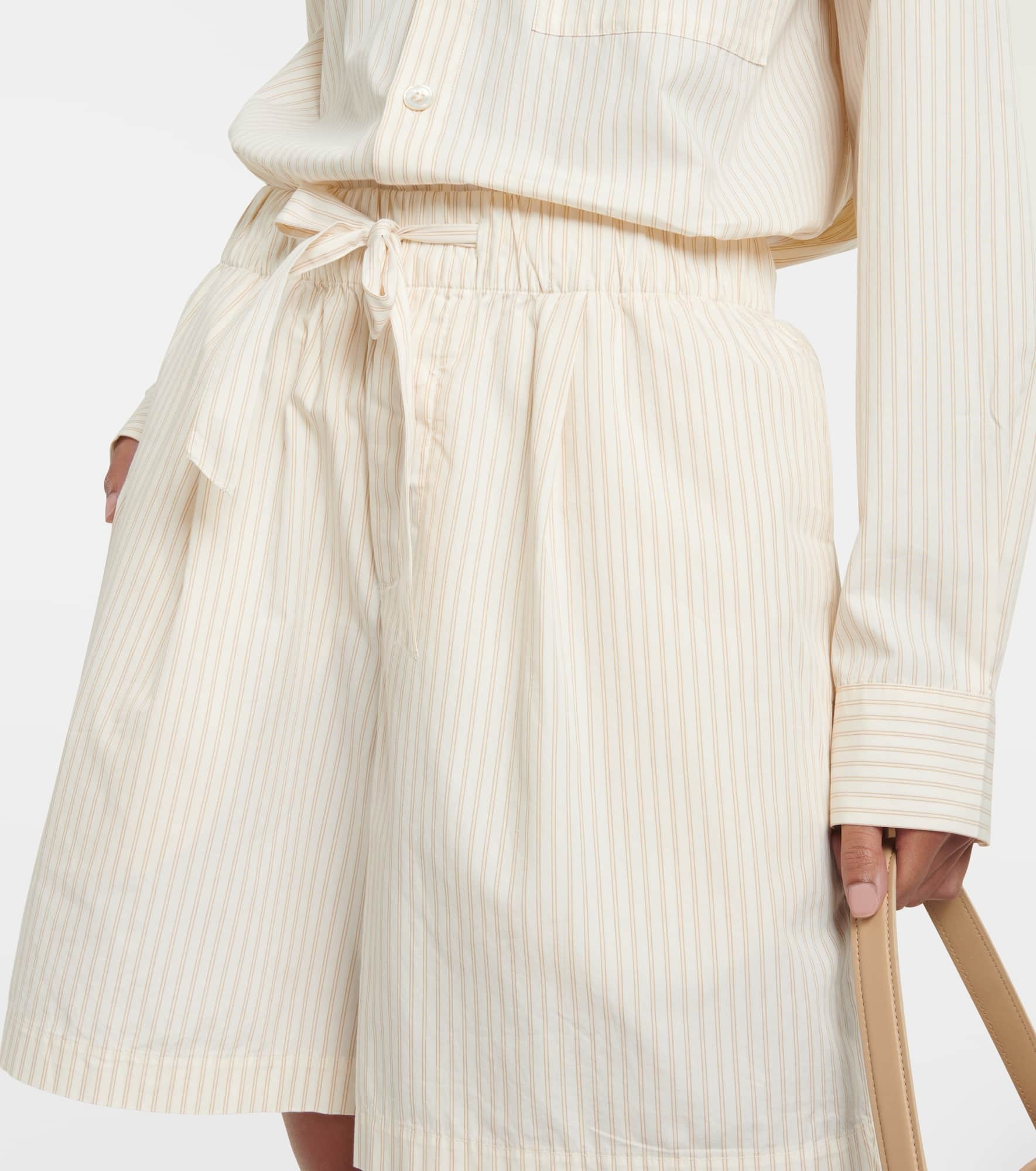 x Tekla striped cotton pajama shorts - 4