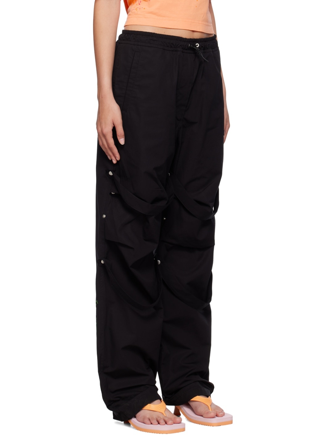 Black Upside Down Palm Trousers - 2