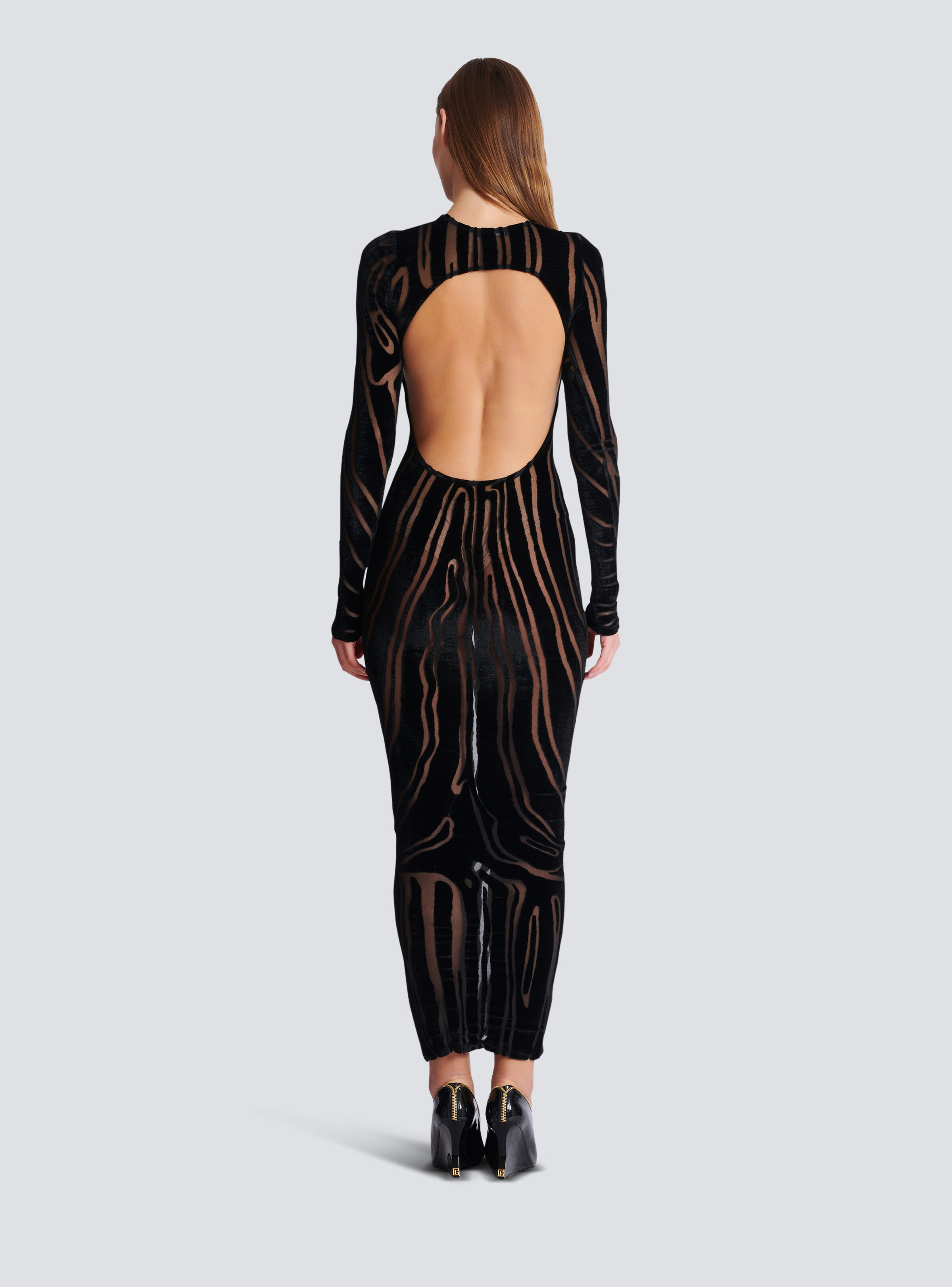 Long zebra-print velvet dress - 4