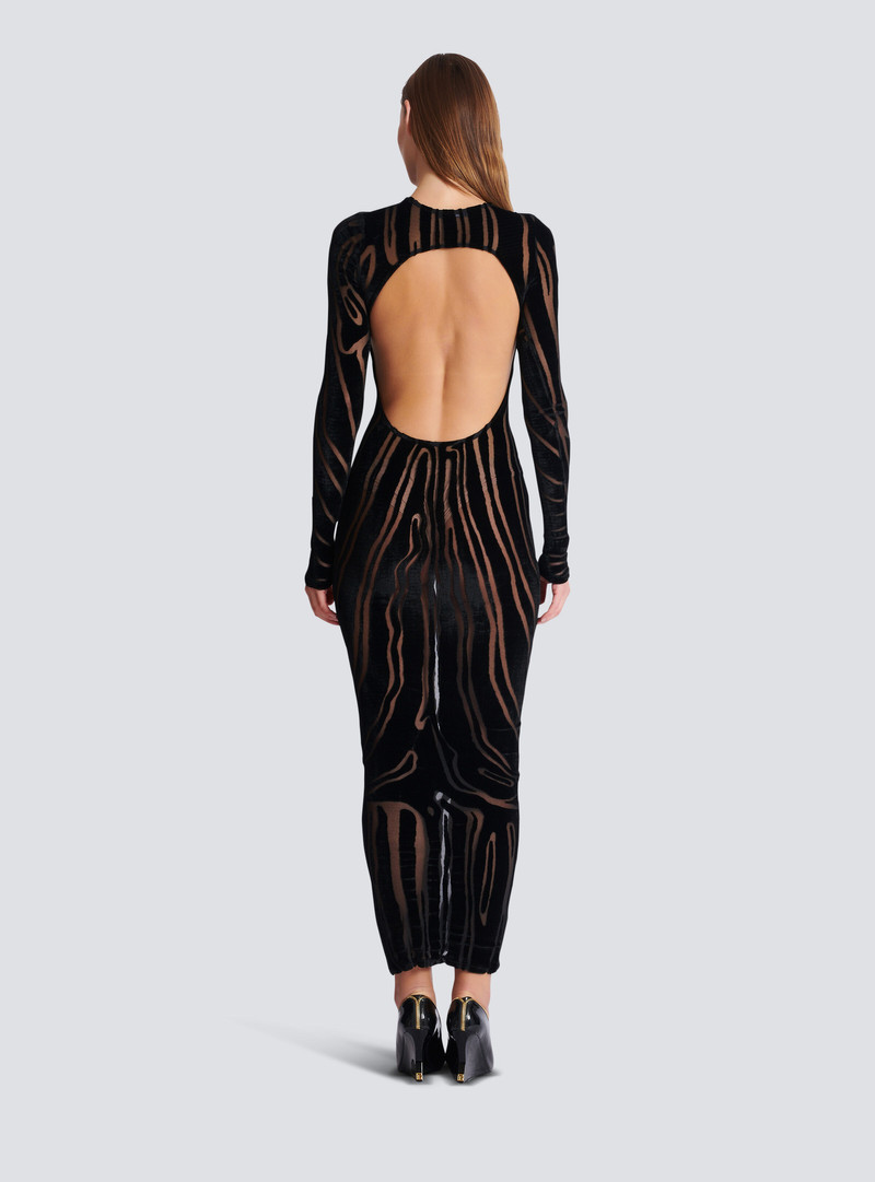 Long zebra-print velvet dress 4