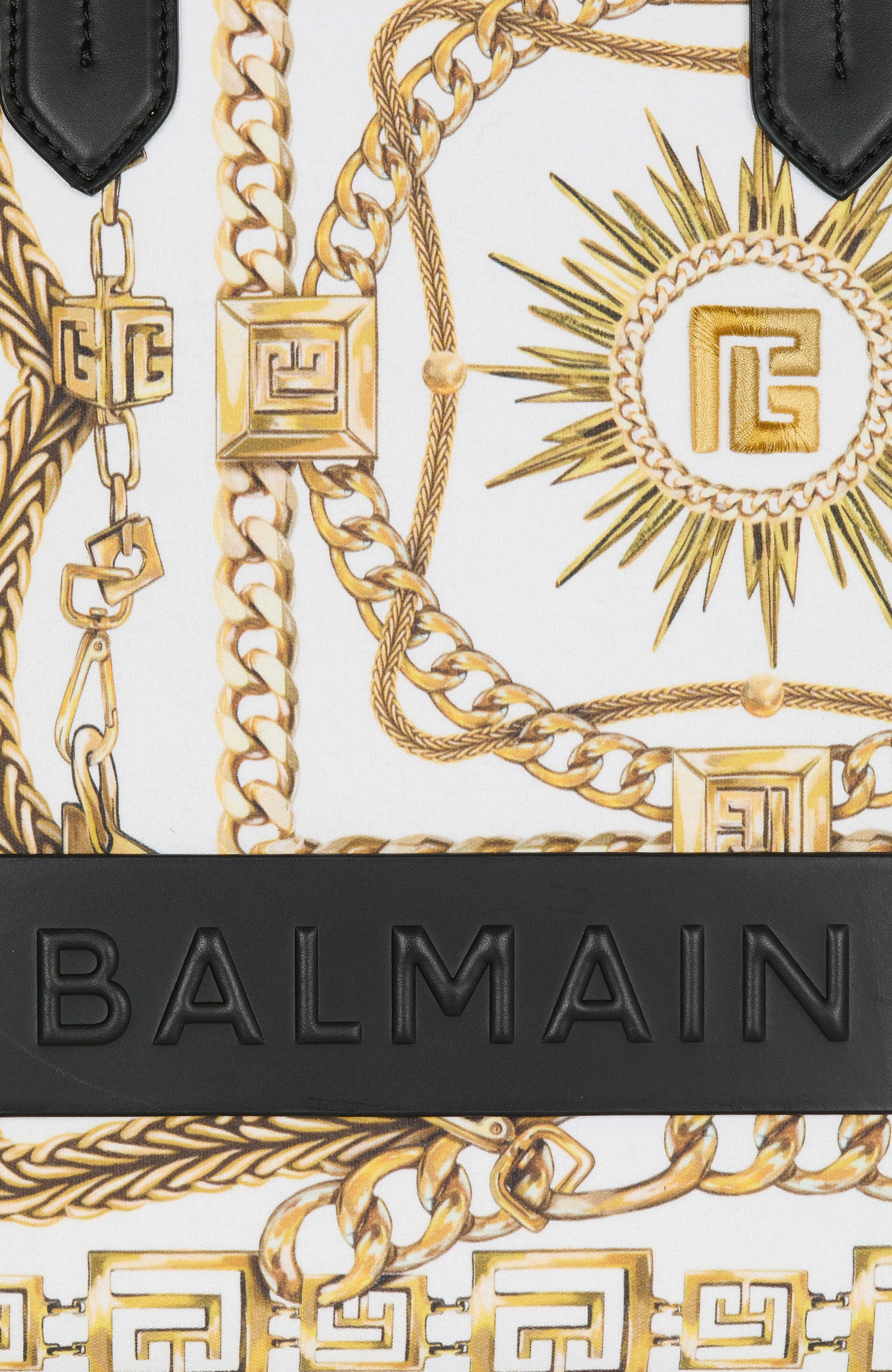 Balmain B-Army Medium tote bag in printed canvas in Gold at Nordstrom - 7