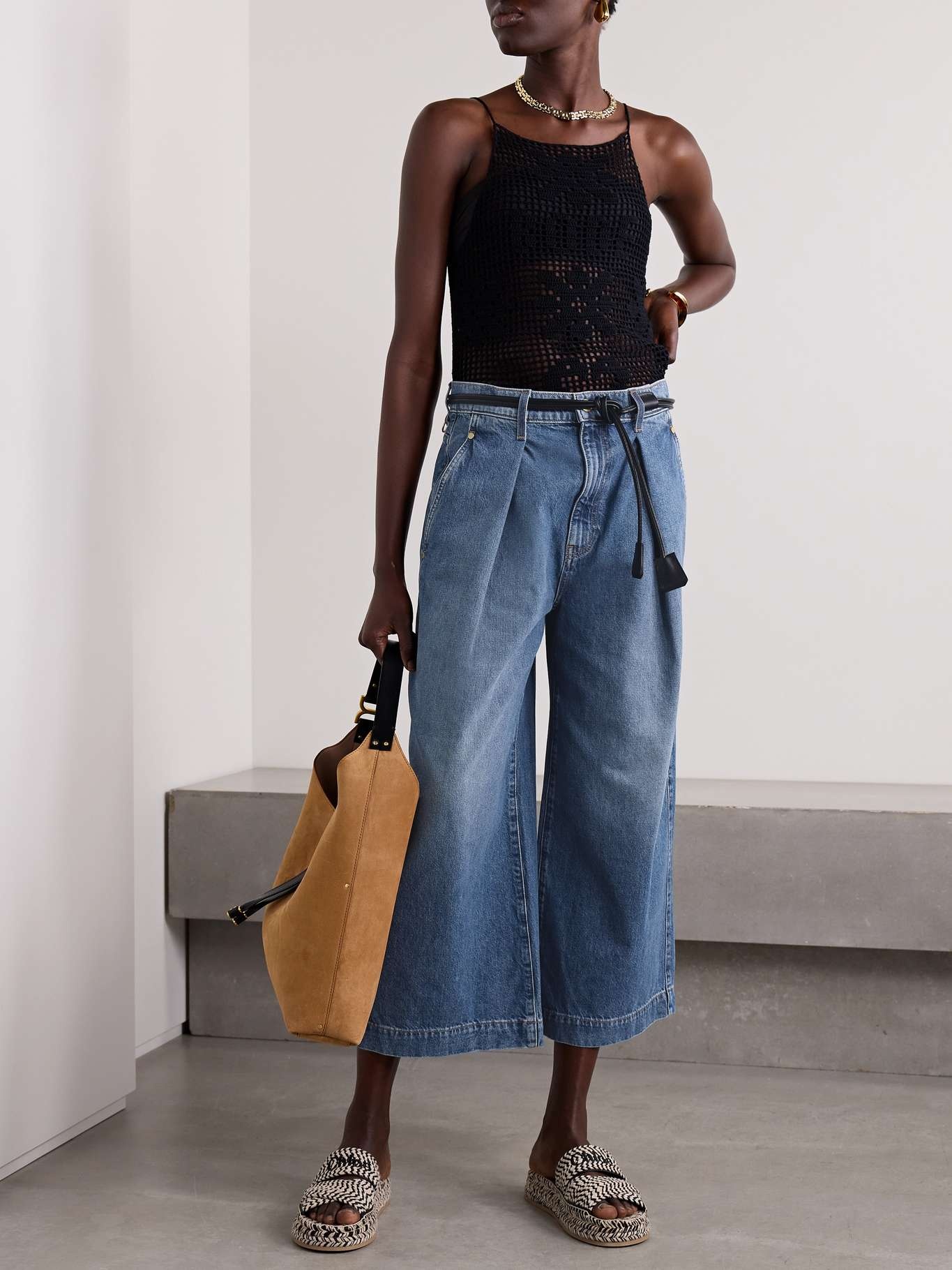 The April cropped pleated high-rise wide-leg jeans - 2