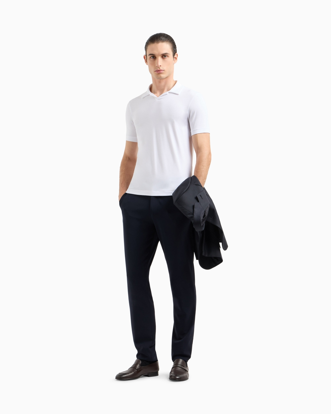 Stretch viscose jersey short-sleeved polo shirt - 2