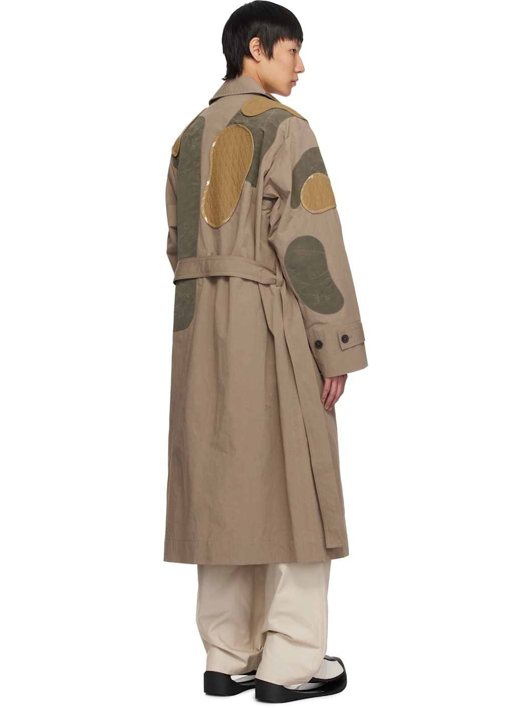 Beige Utility Patch Trench Coat - 3