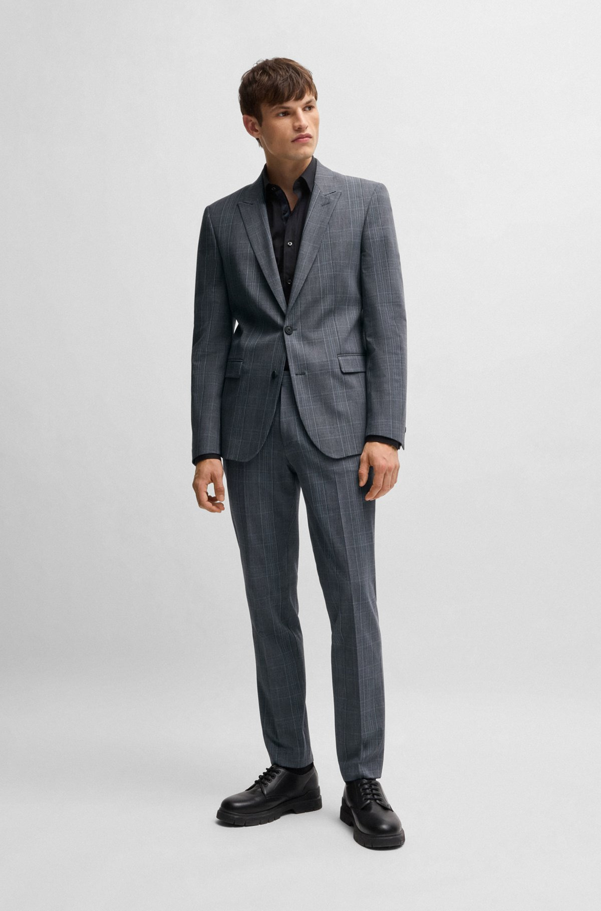 EXTRA-SLIM-FIT JACKET IN CHECKED PERFORMANCE-STRETCH FABRIC - 3