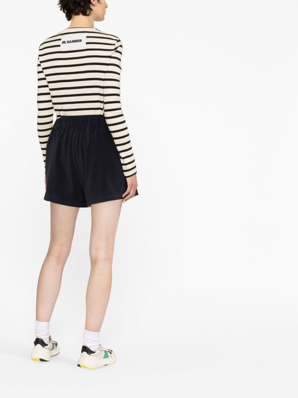 logo-patch velour shorts - 2
