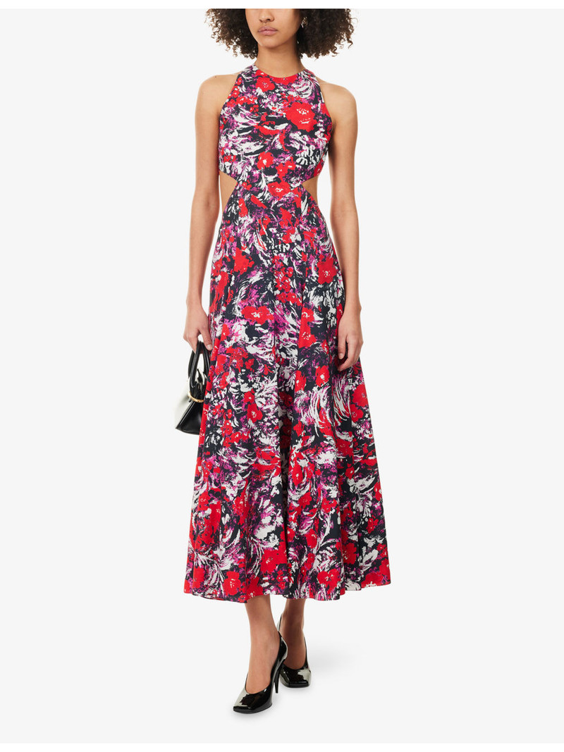 Givenchy Floral-Print Cut-Out Woven Midi Dress outlook