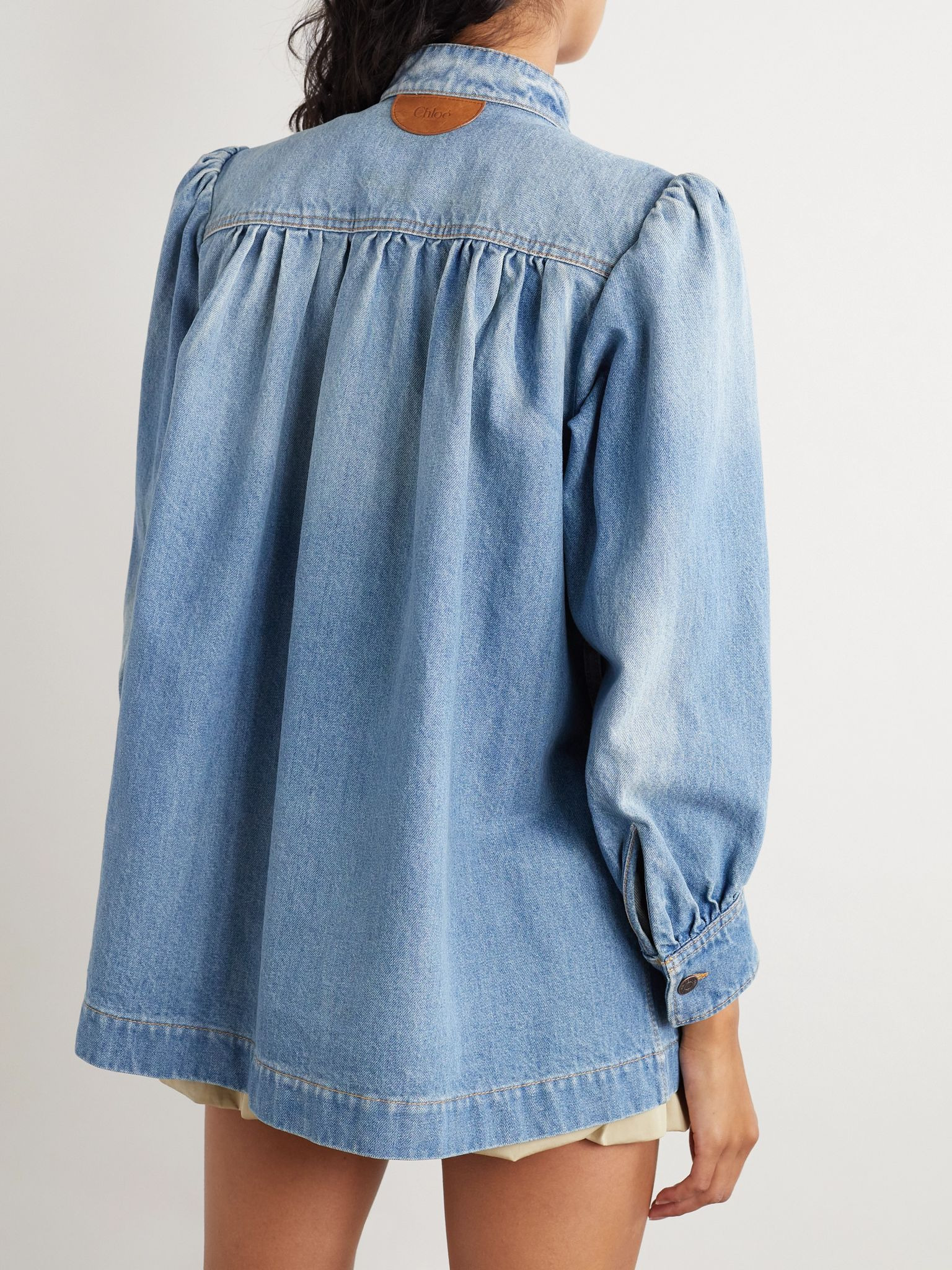 Gathered denim jacket Blue - 4