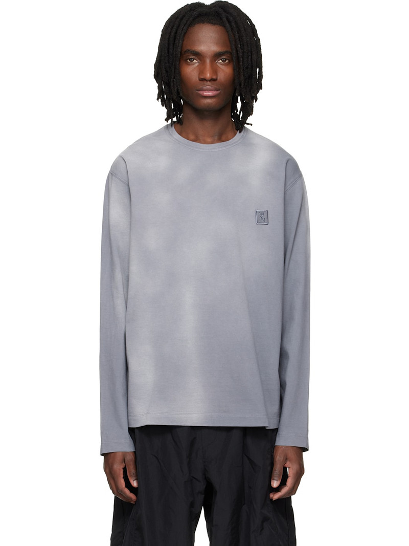 Gray Long-Sleeve Dyed Back Logo T-shirt 1