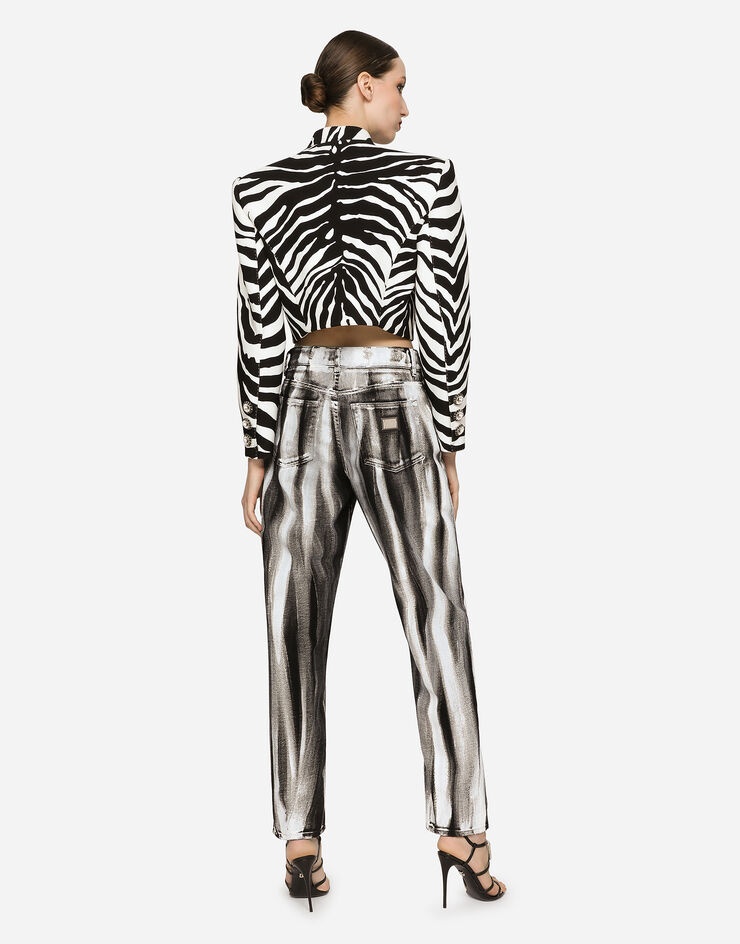 Striped-effect coated boyfriend jeans - 3
