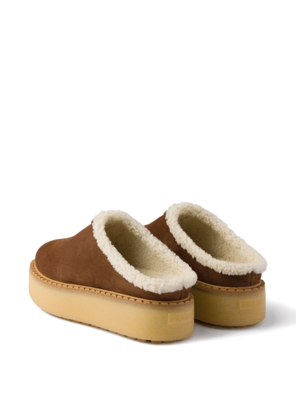 shearling-lined suede mules - 4