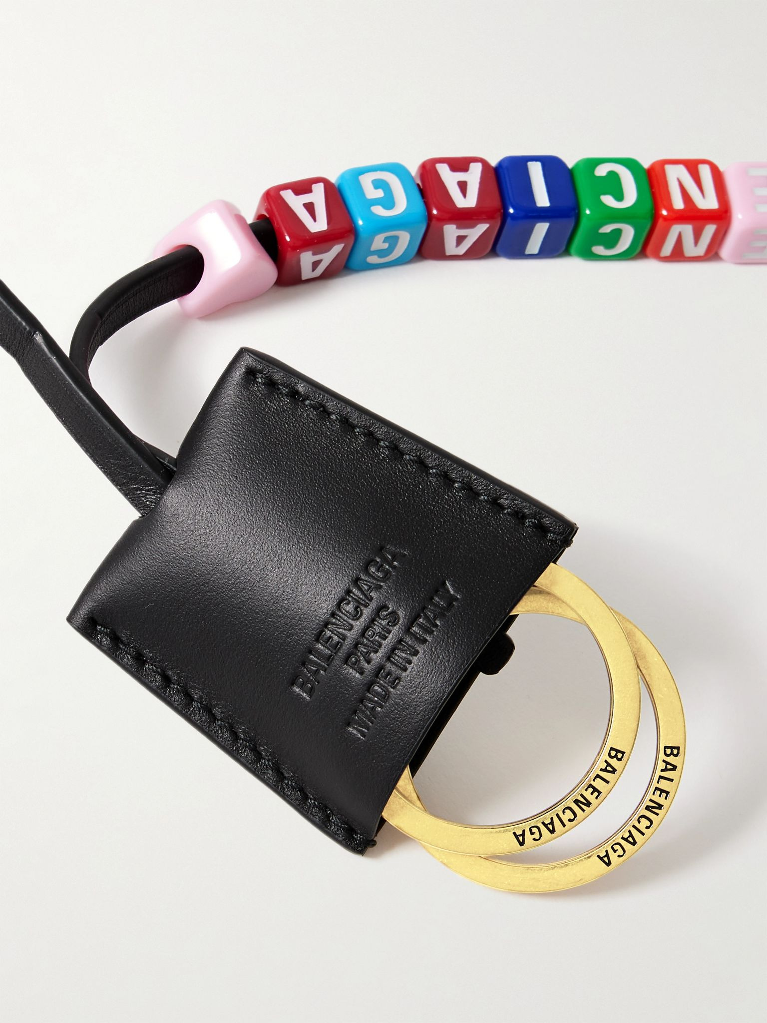 Rodeo Cloche Clé Leather Beaded Keychain Lanyard Black - 4