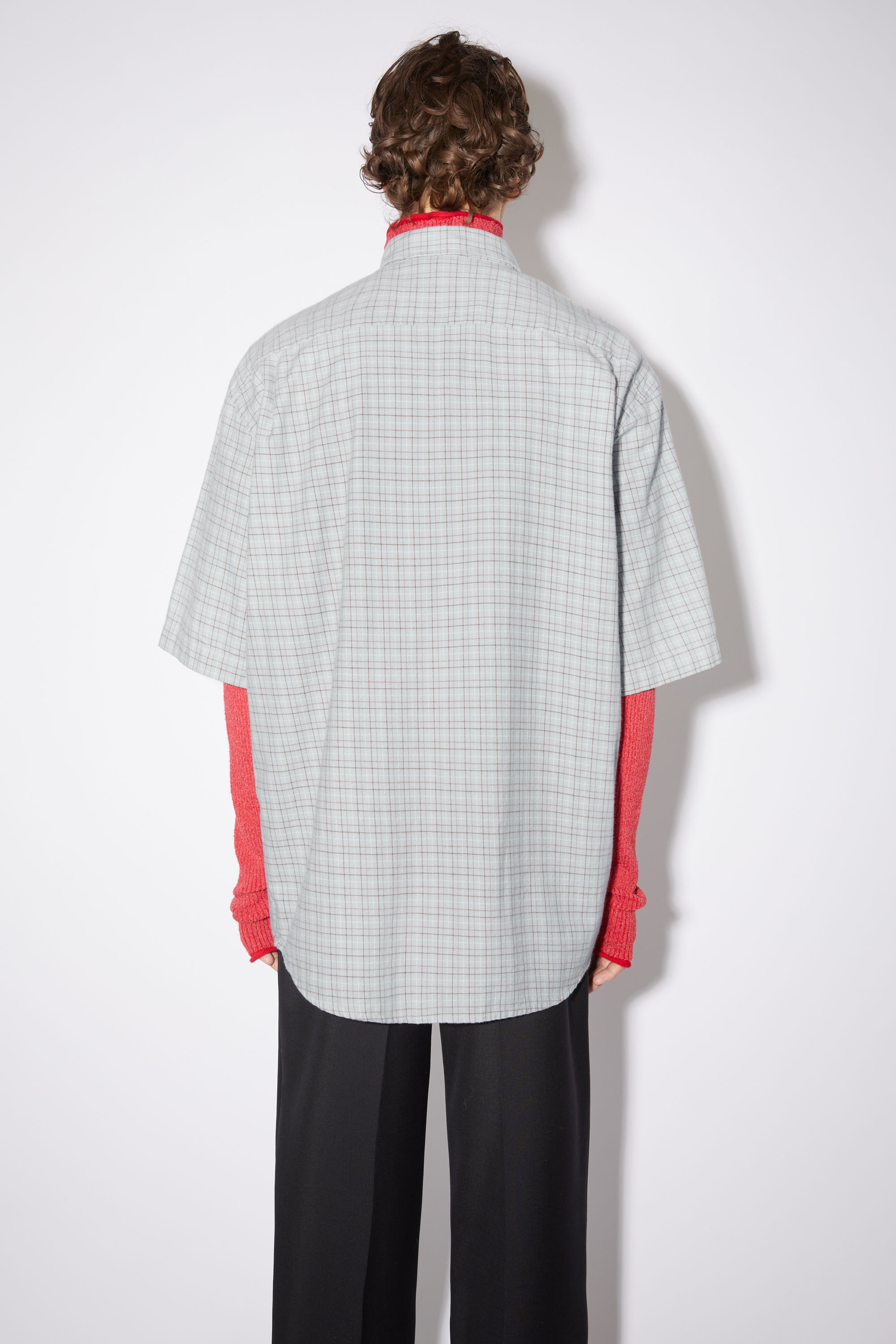 Cotton short sleeve shirt - Dusty blue - 3